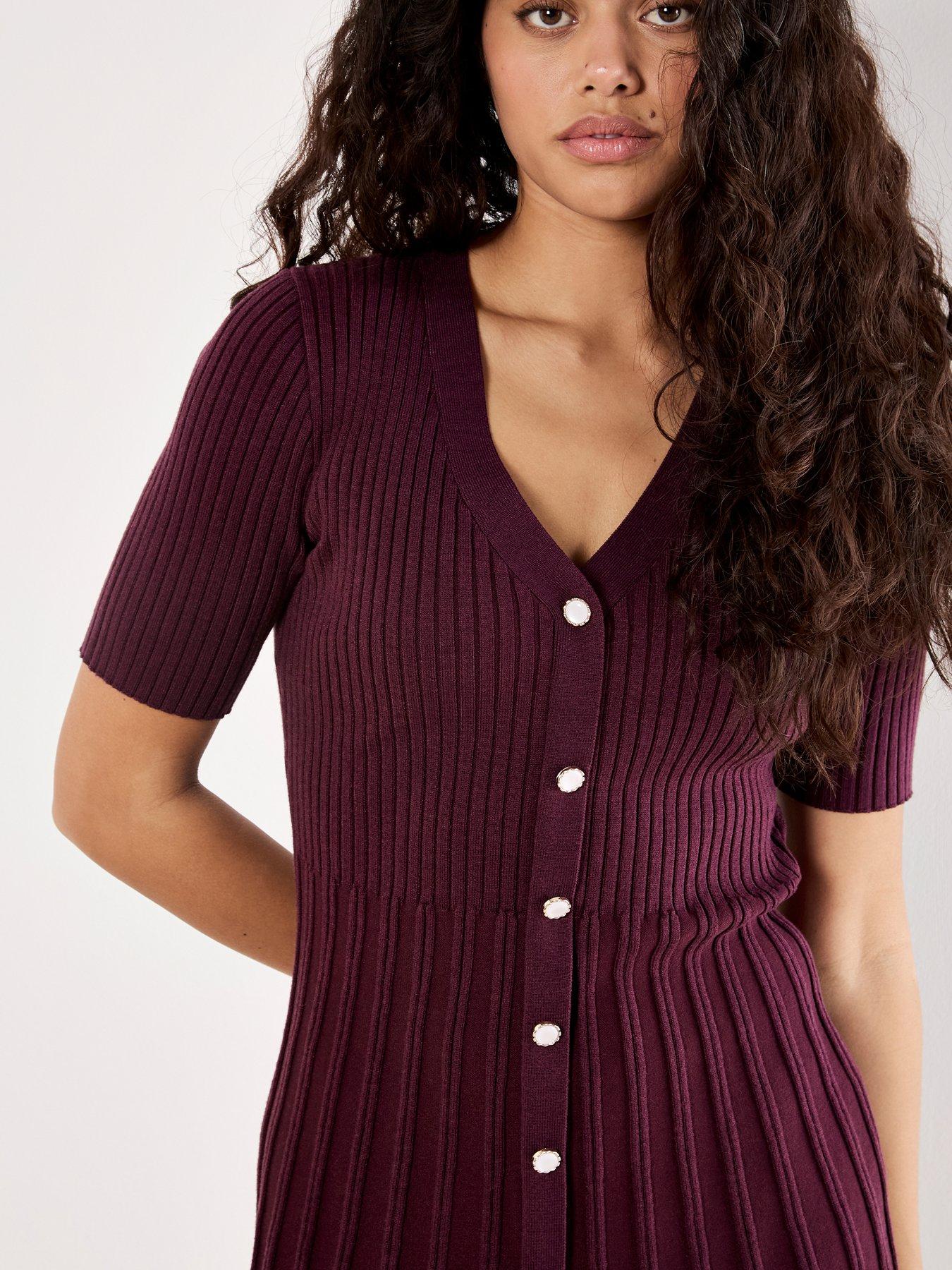 Apricot Apricot Ribbed Fit And Flare Dress
