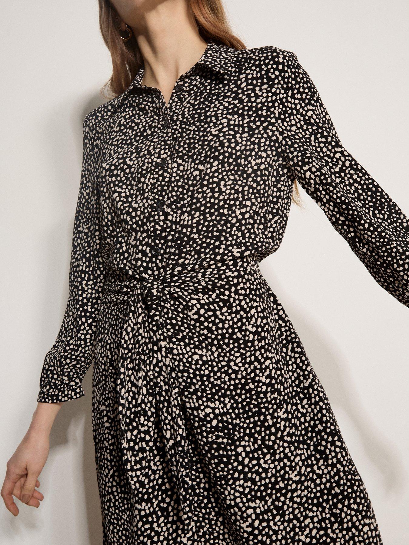 Image 3 of 4 of Apricot Apricot Mono Texture Spot Tie Front Drs