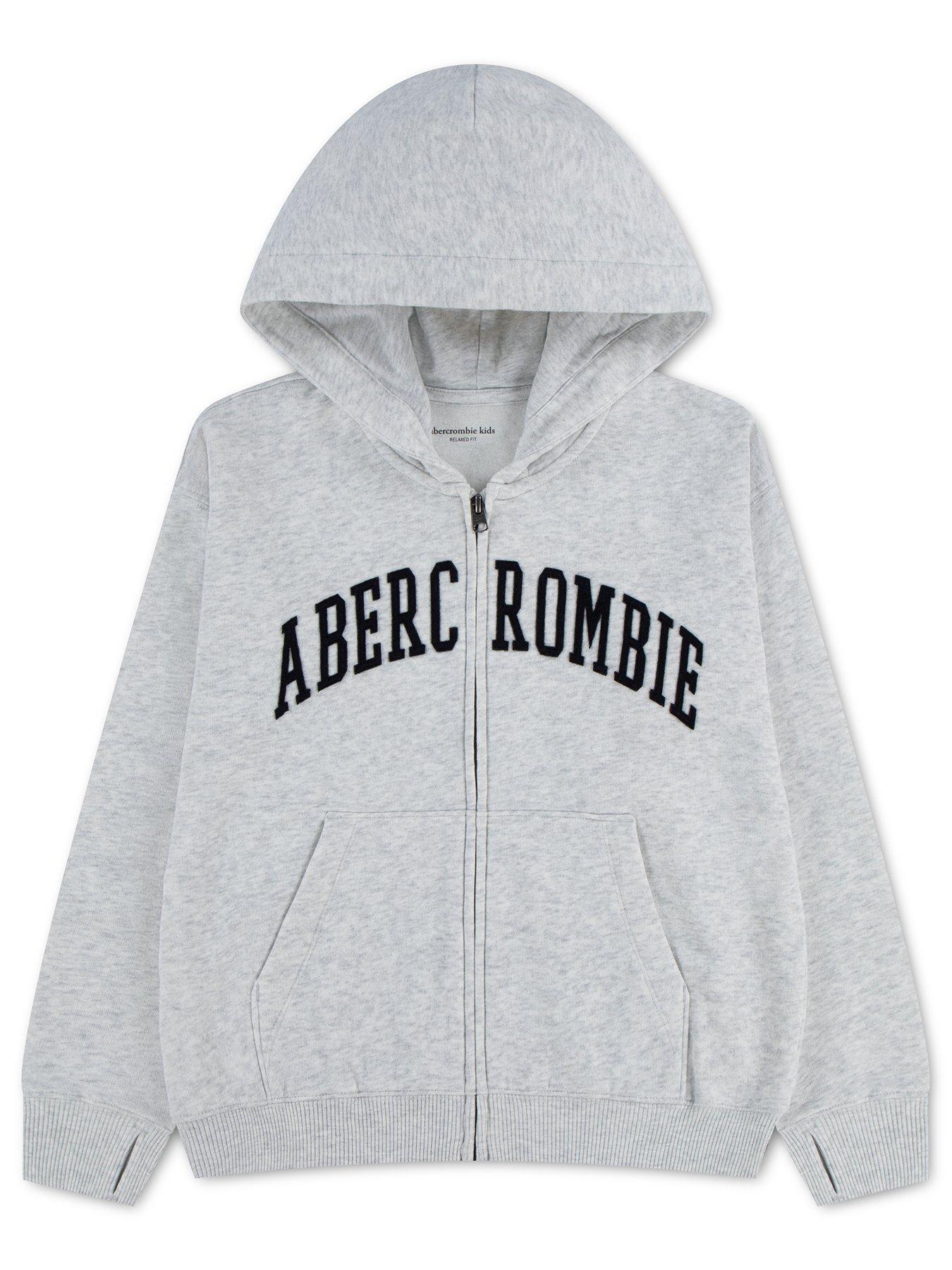Image 1 of 3 of Abercrombie & Fitch Boys' Full Zip Logo Hoodie - Grey