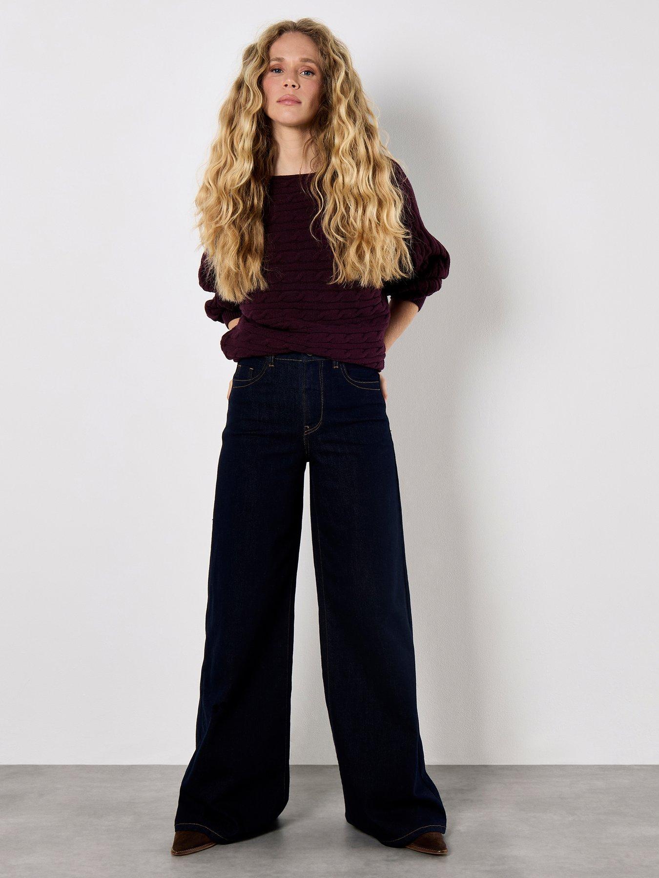 Image 3 of 5 of Apricot Aran Stripe Batwing Knit Jumper - Red