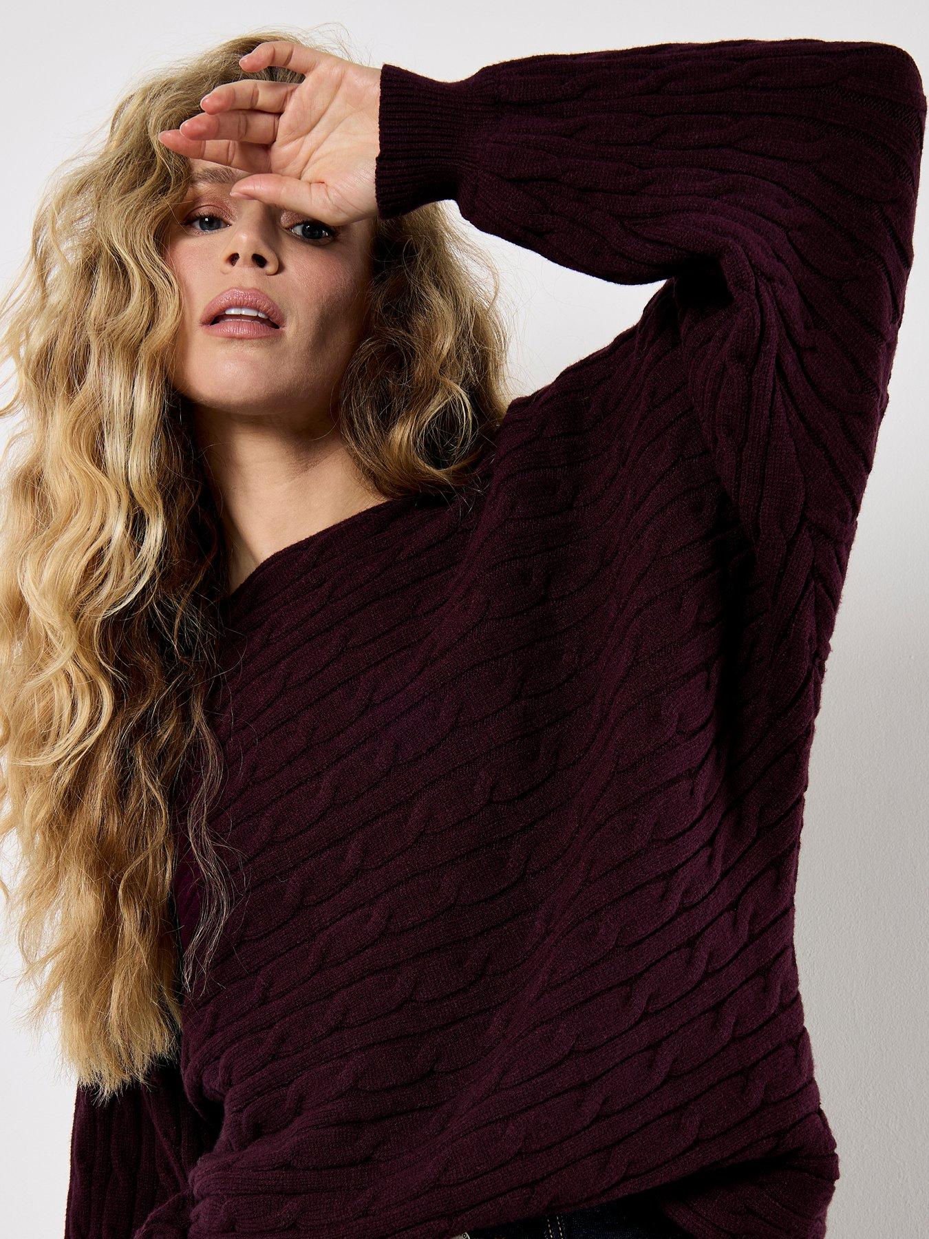 Image 4 of 5 of Apricot Aran Stripe Batwing Knit Jumper - Red