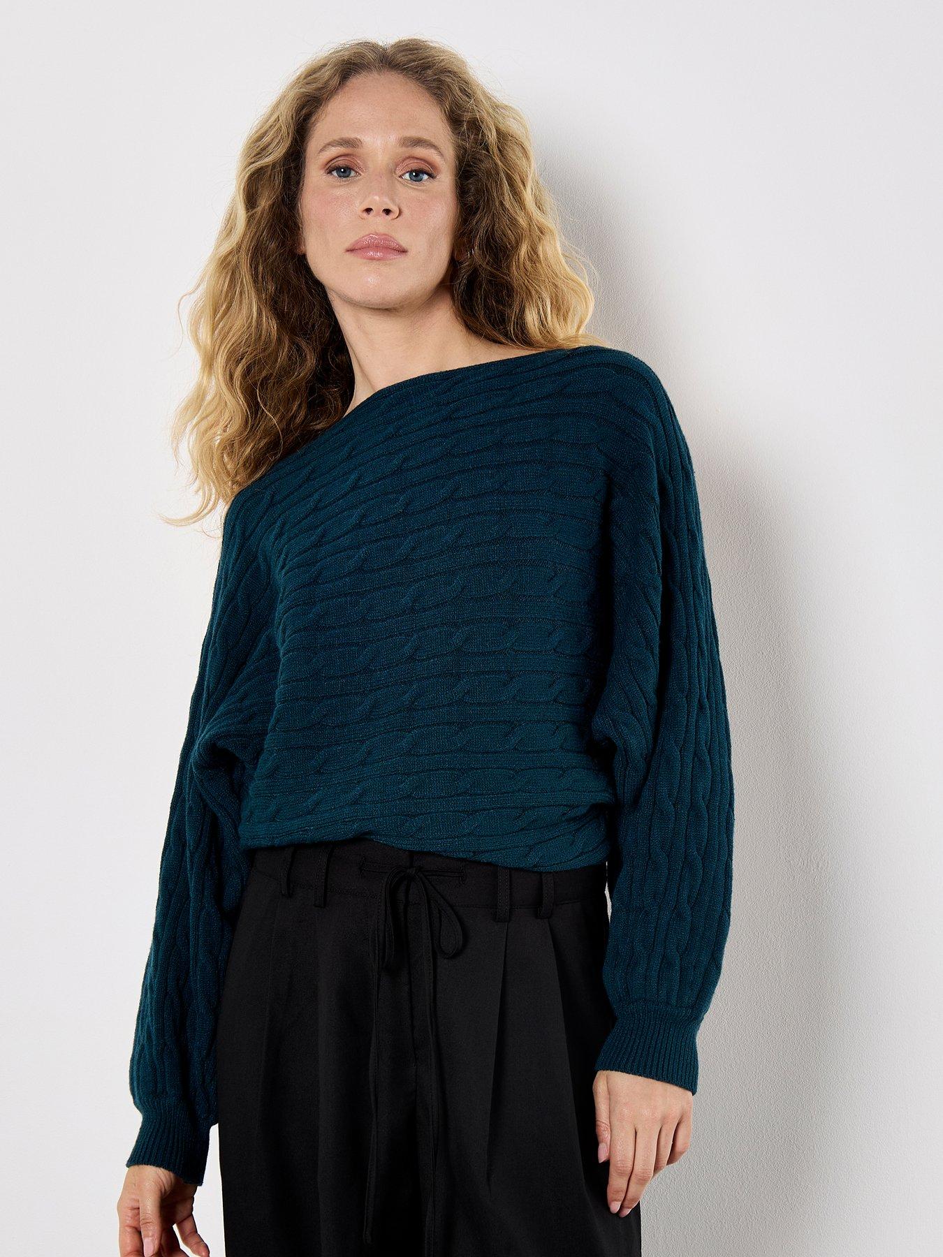 Apricot Apricot Aran Stripe Batwing Knit Jumper