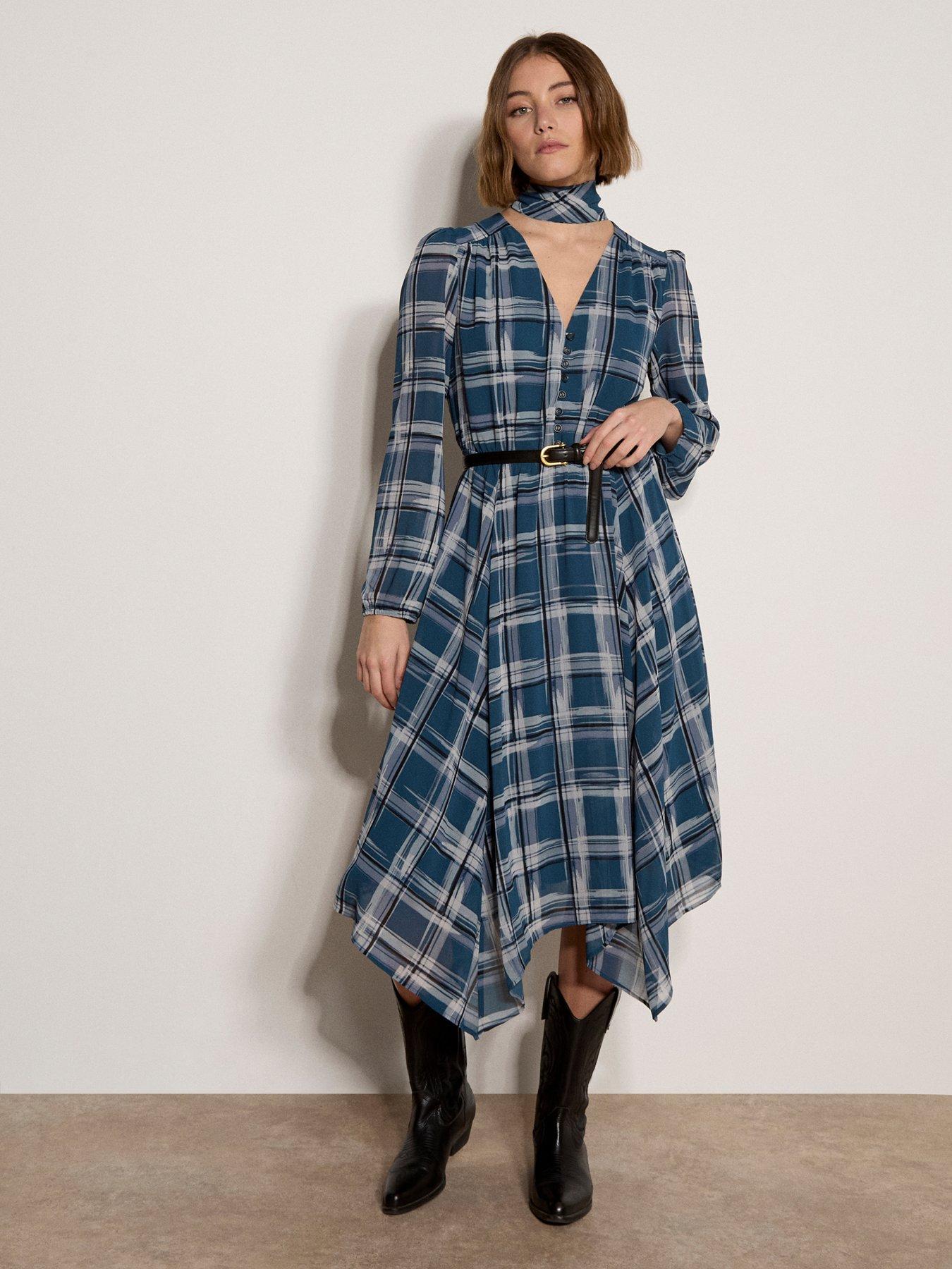 Apricot Apricot Paintbrush Check Dress