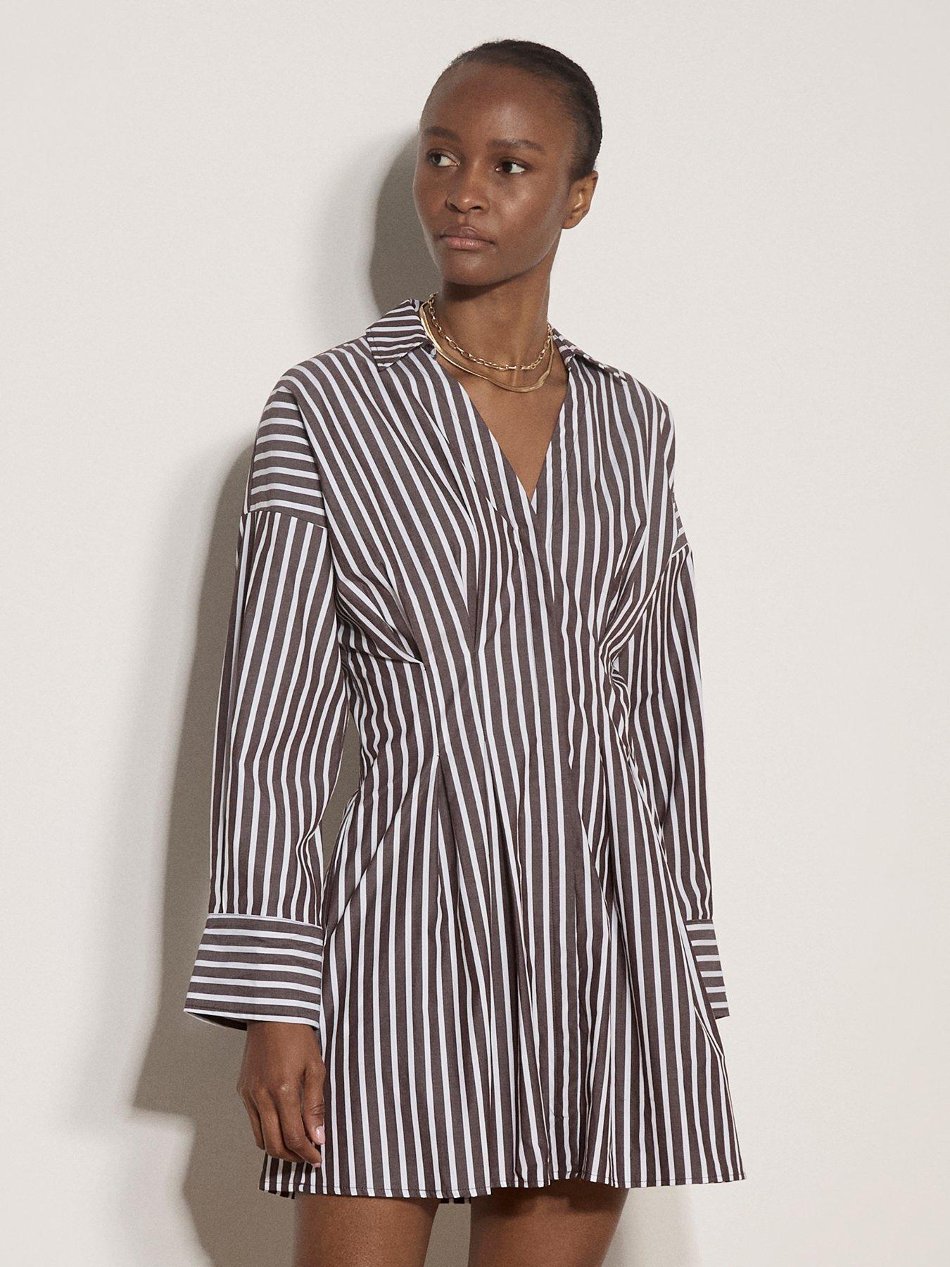 Apricot Apricot Pleated Mini Stripe Shirt Drs