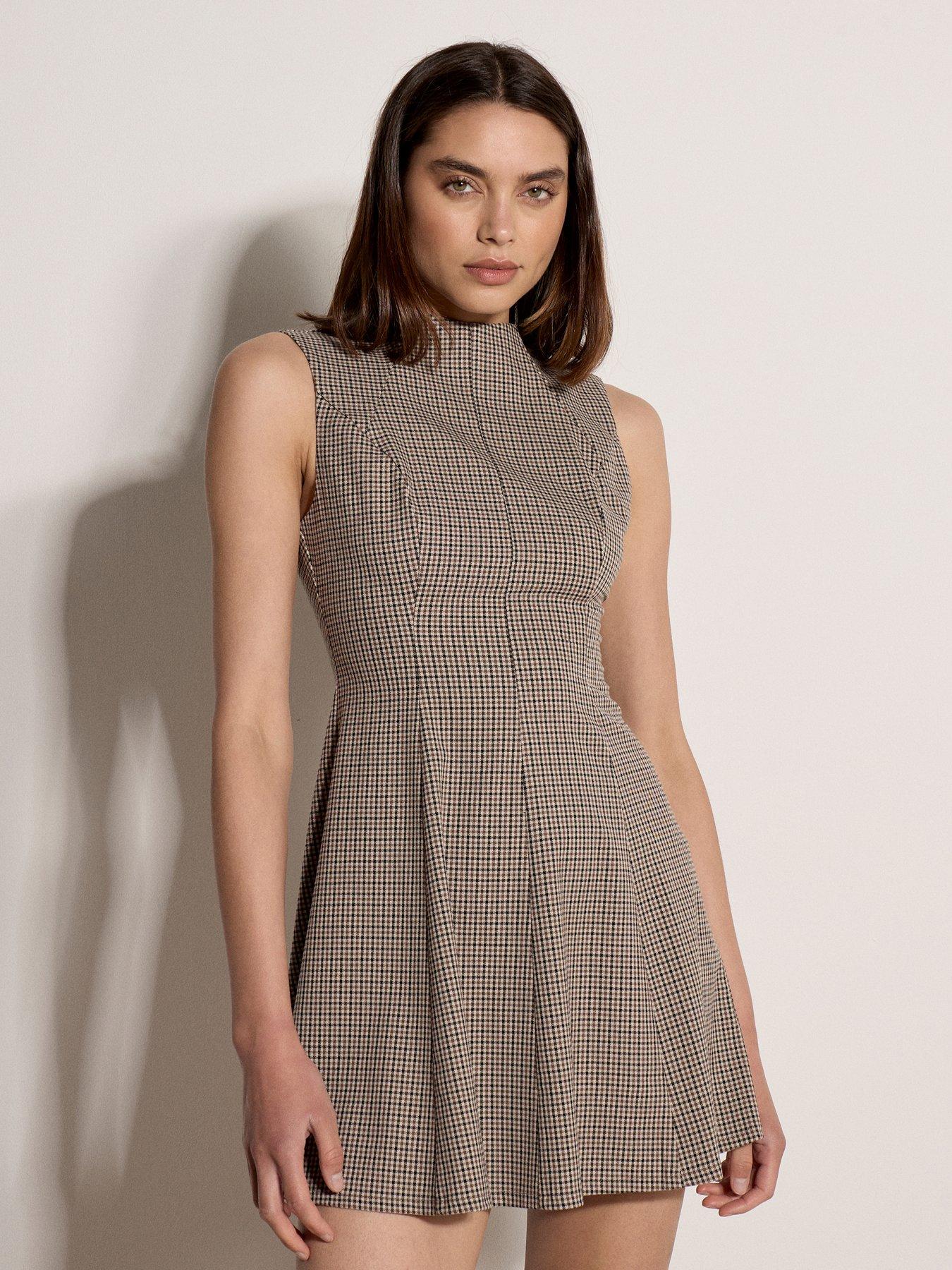 Apricot Apricot Mini Check Fit  &  Flare Dress