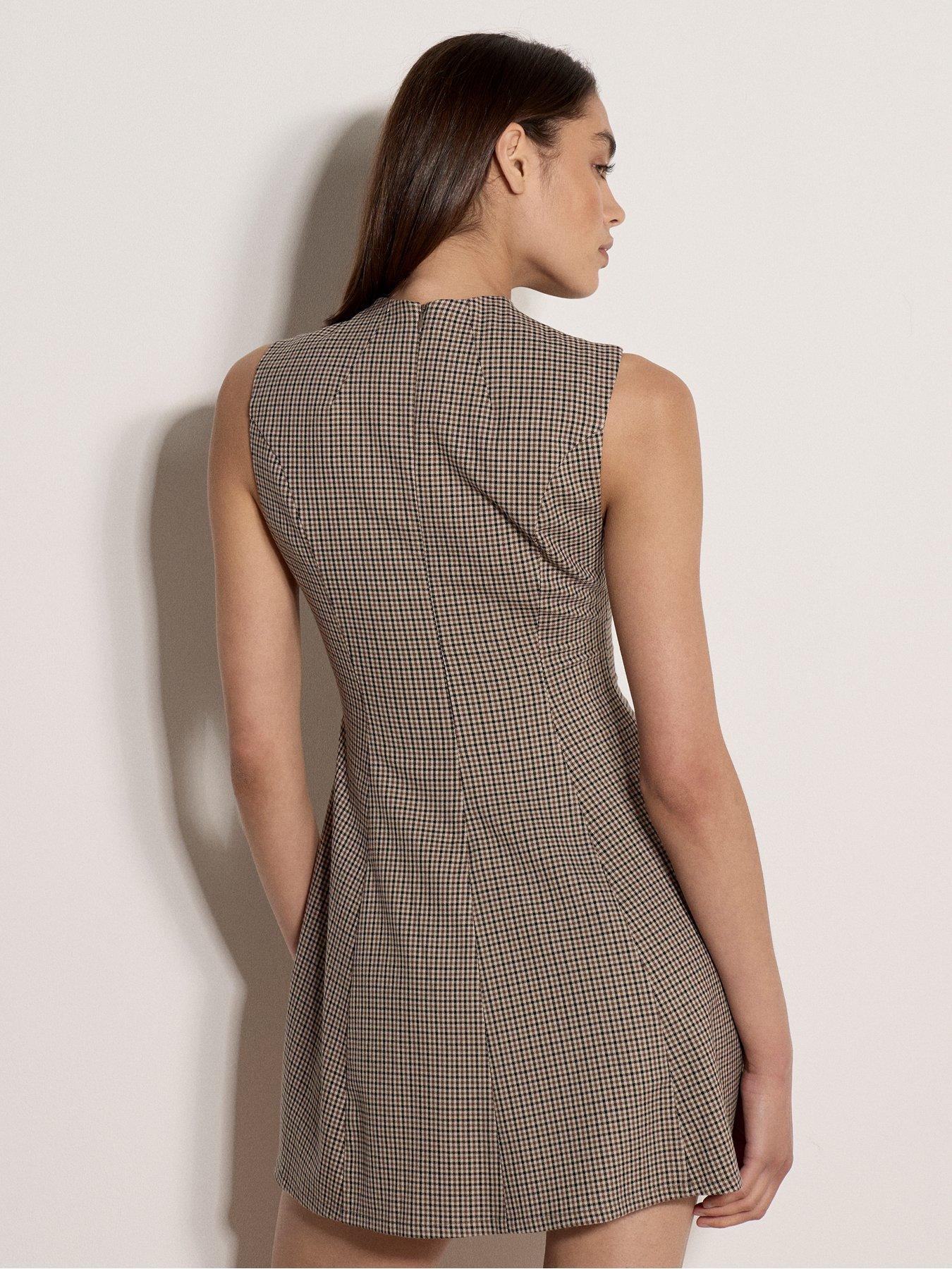 Image 2 of 4 of Apricot Womens Fit &amp; Flare Seam Detail Mini Dress - Brown