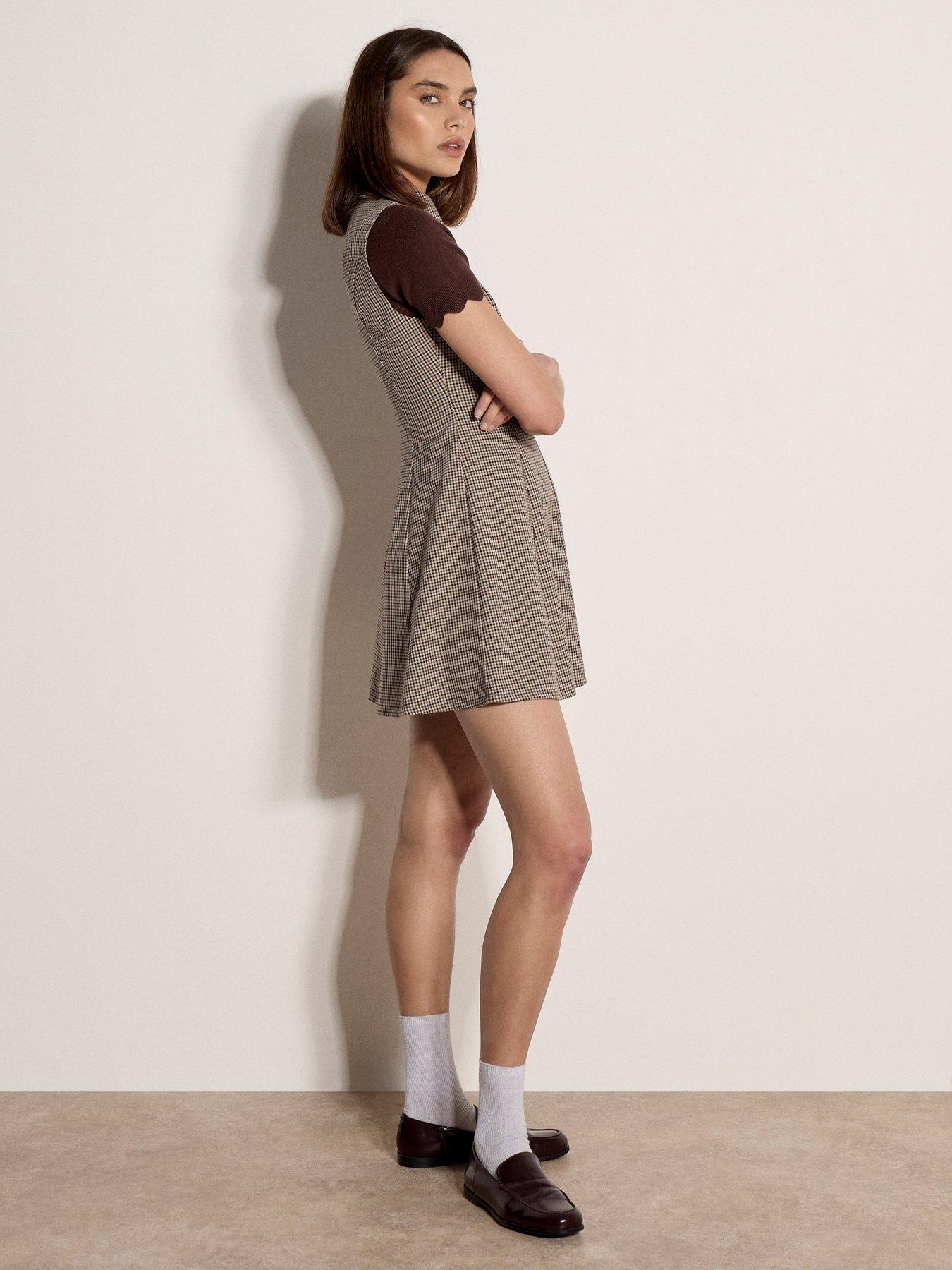 Image 3 of 4 of Apricot Womens Fit &amp; Flare Seam Detail Mini Dress - Brown