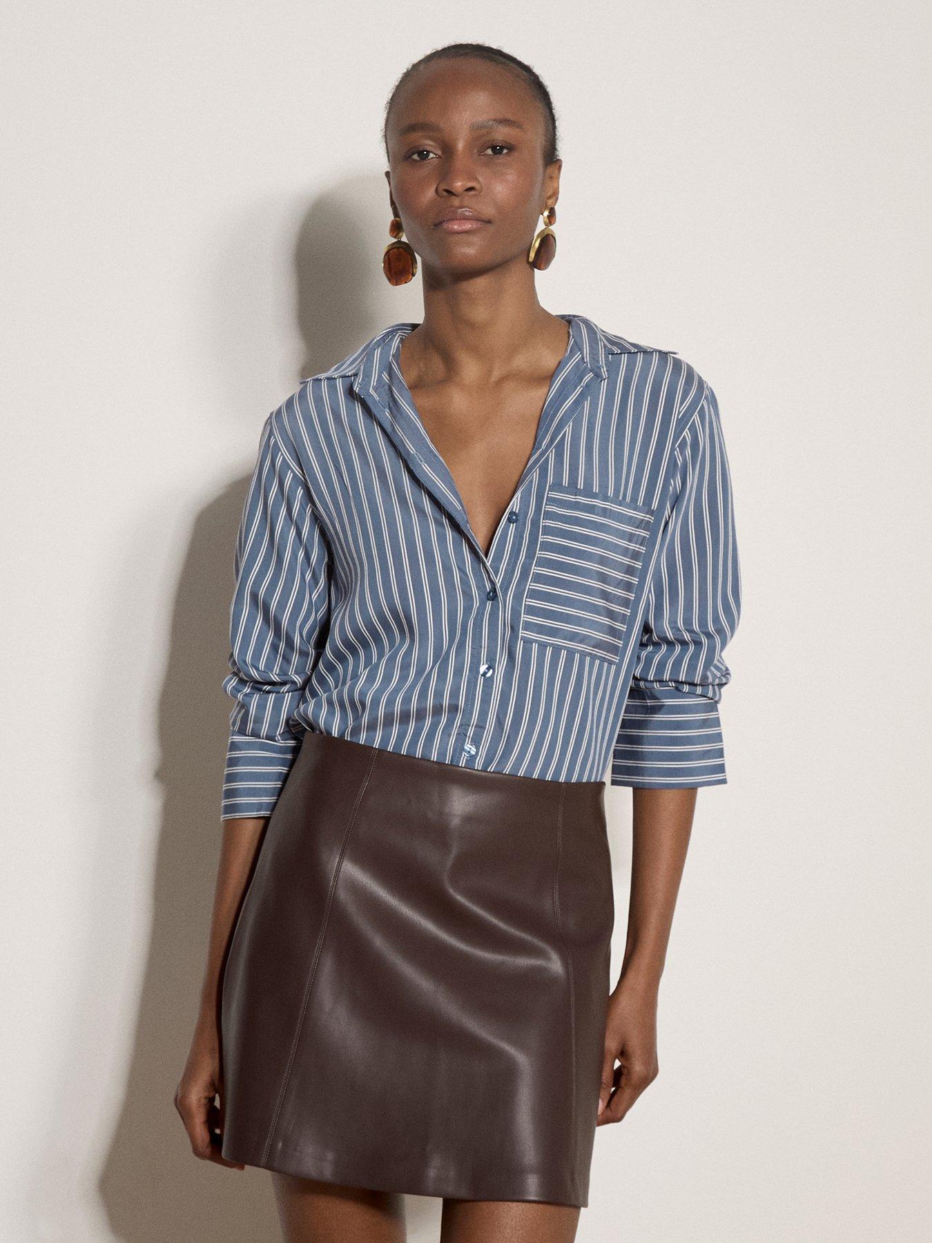 Apricot Apricot Pinstripe Oversized 1 Pkt Shirt