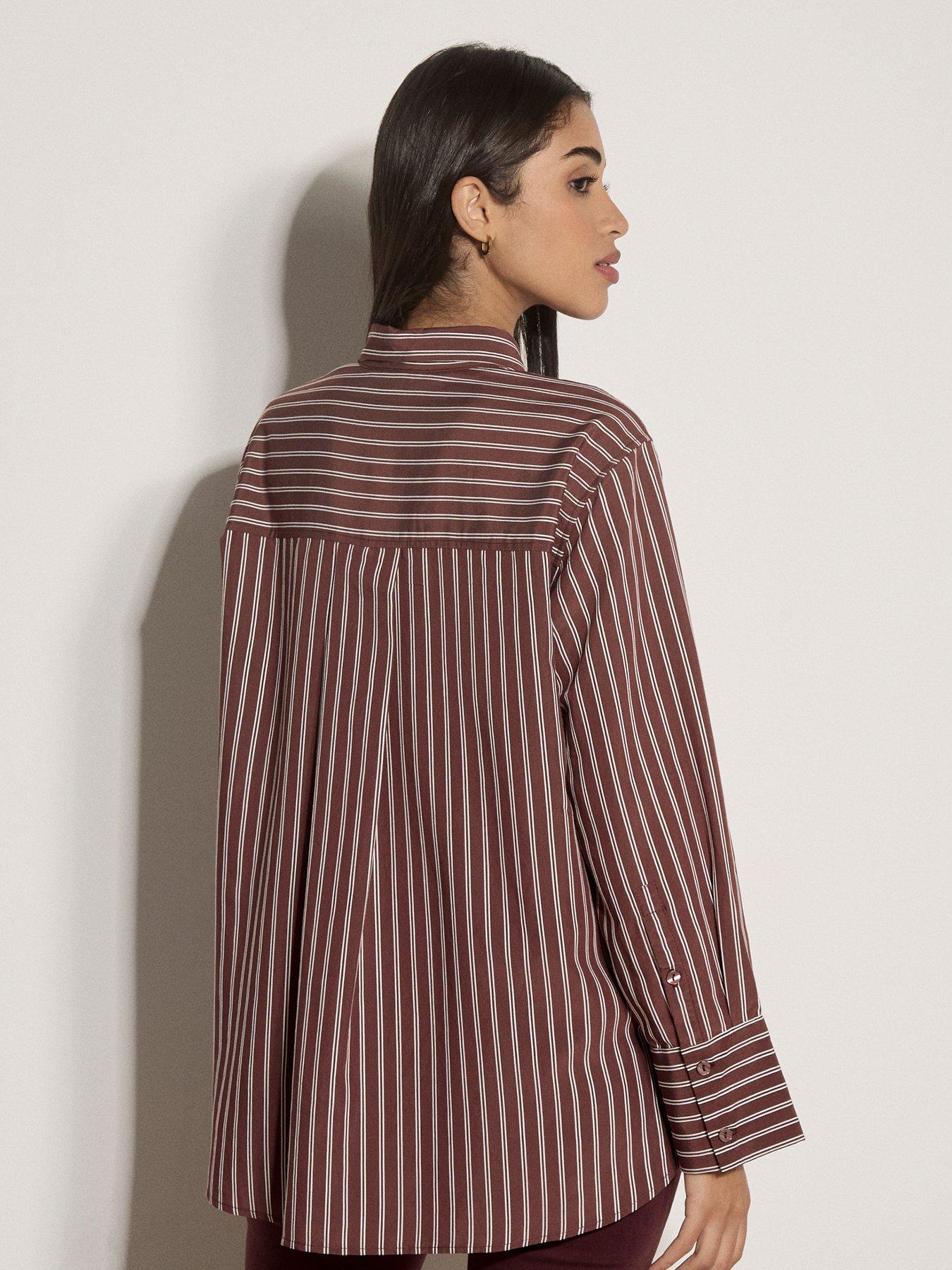 Image 2 of 4 of Apricot Apricot Pinstripe Oversized 1 Pkt Shirt