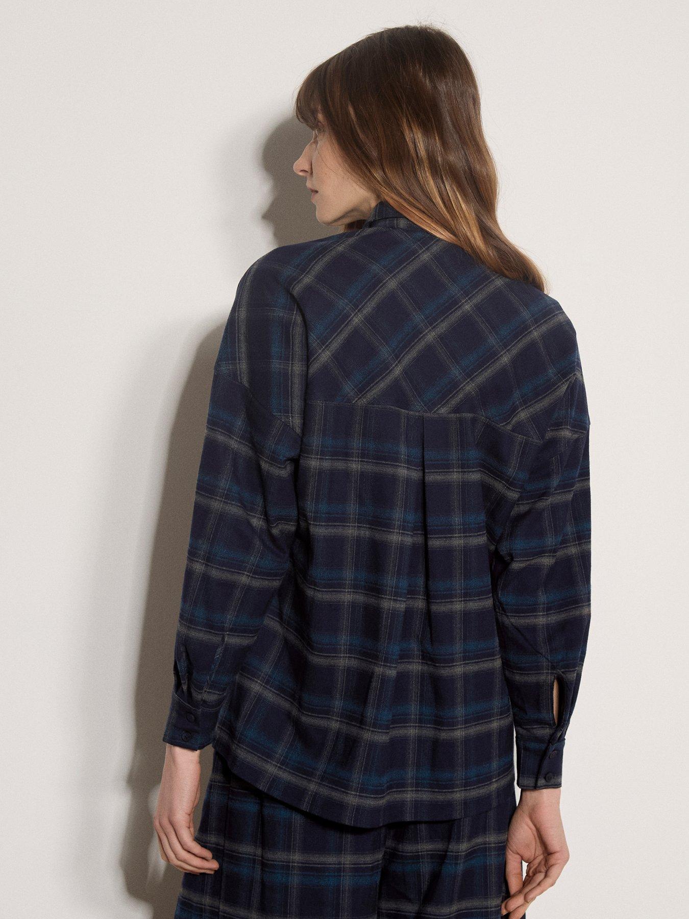 Image 2 of 4 of Apricot Womens Window Check Button-Through 1 Pocket Shirt - Navy