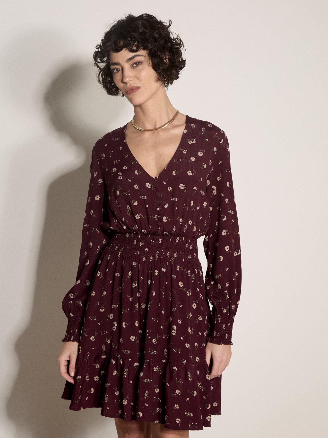 Apricot Apricot Vintage Floral Ruffle Neck Dress