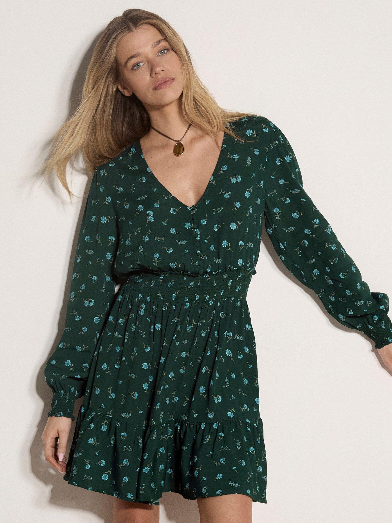 Apricot Apricot Vintage Floral Ruffle Neck Dress