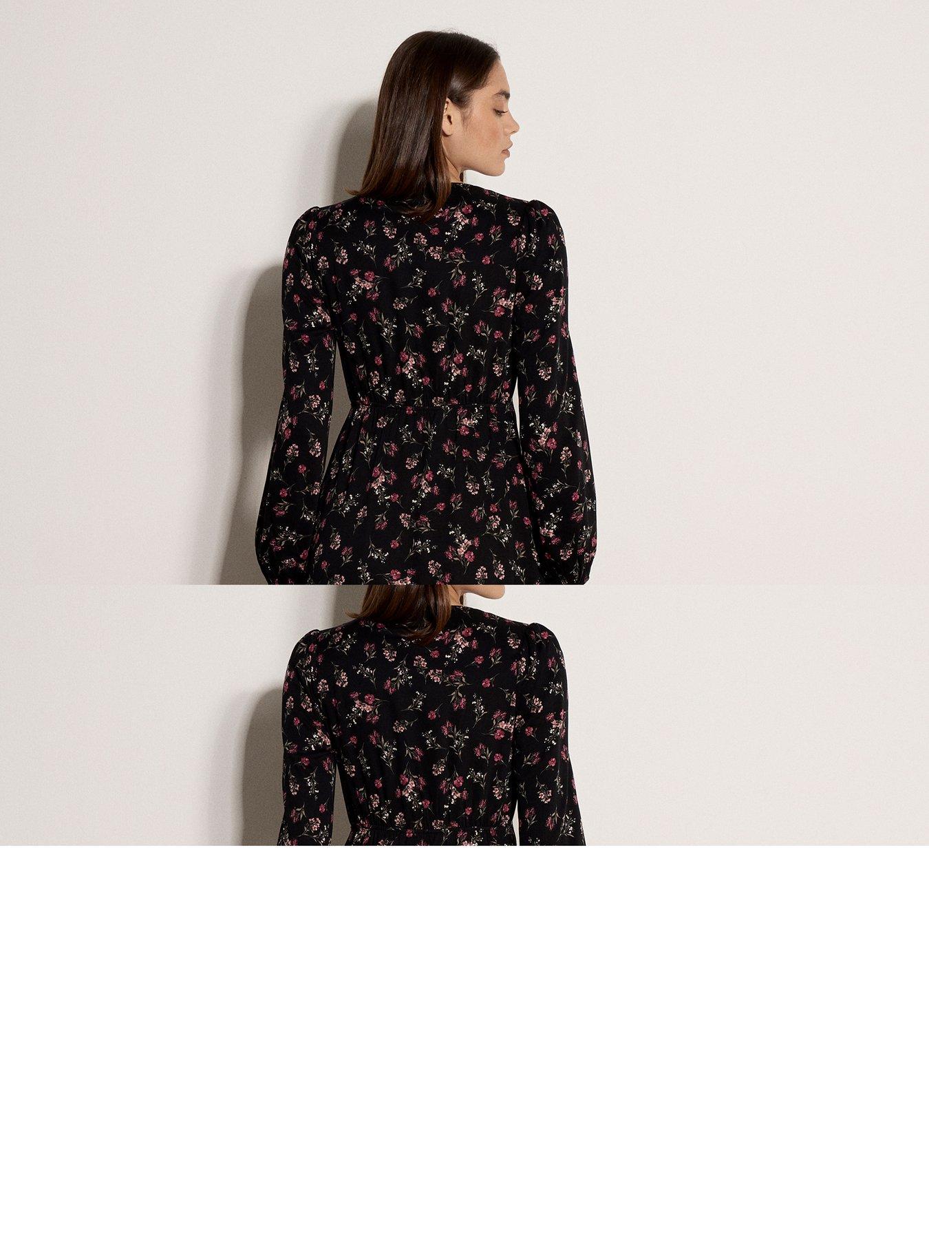 Image 2 of 5 of Apricot Apricot Flowing Floral Spray Ls Midid Dress