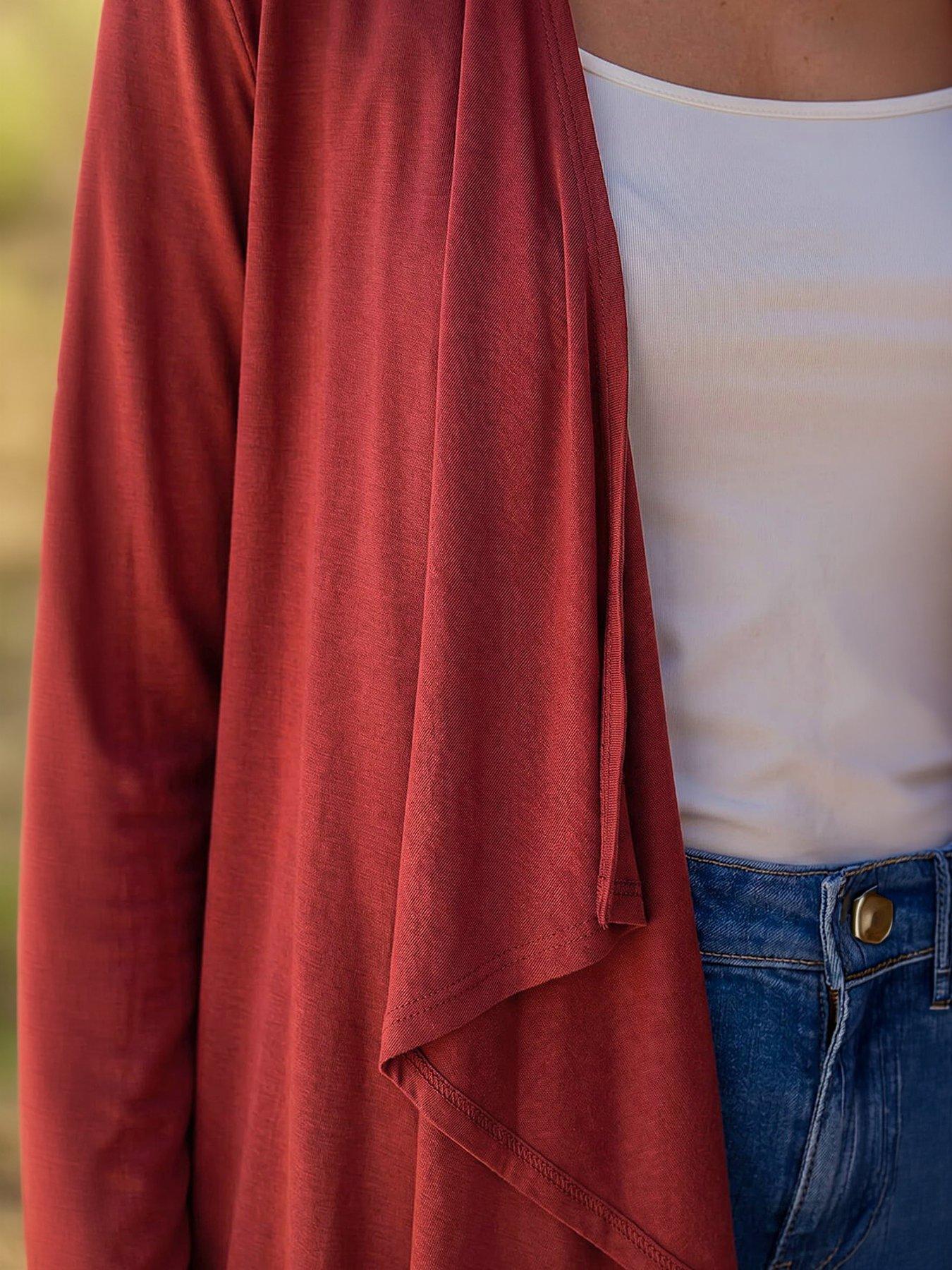Image 2 of 4 of Roman Waterfall Front Jersey Knit Cardigan