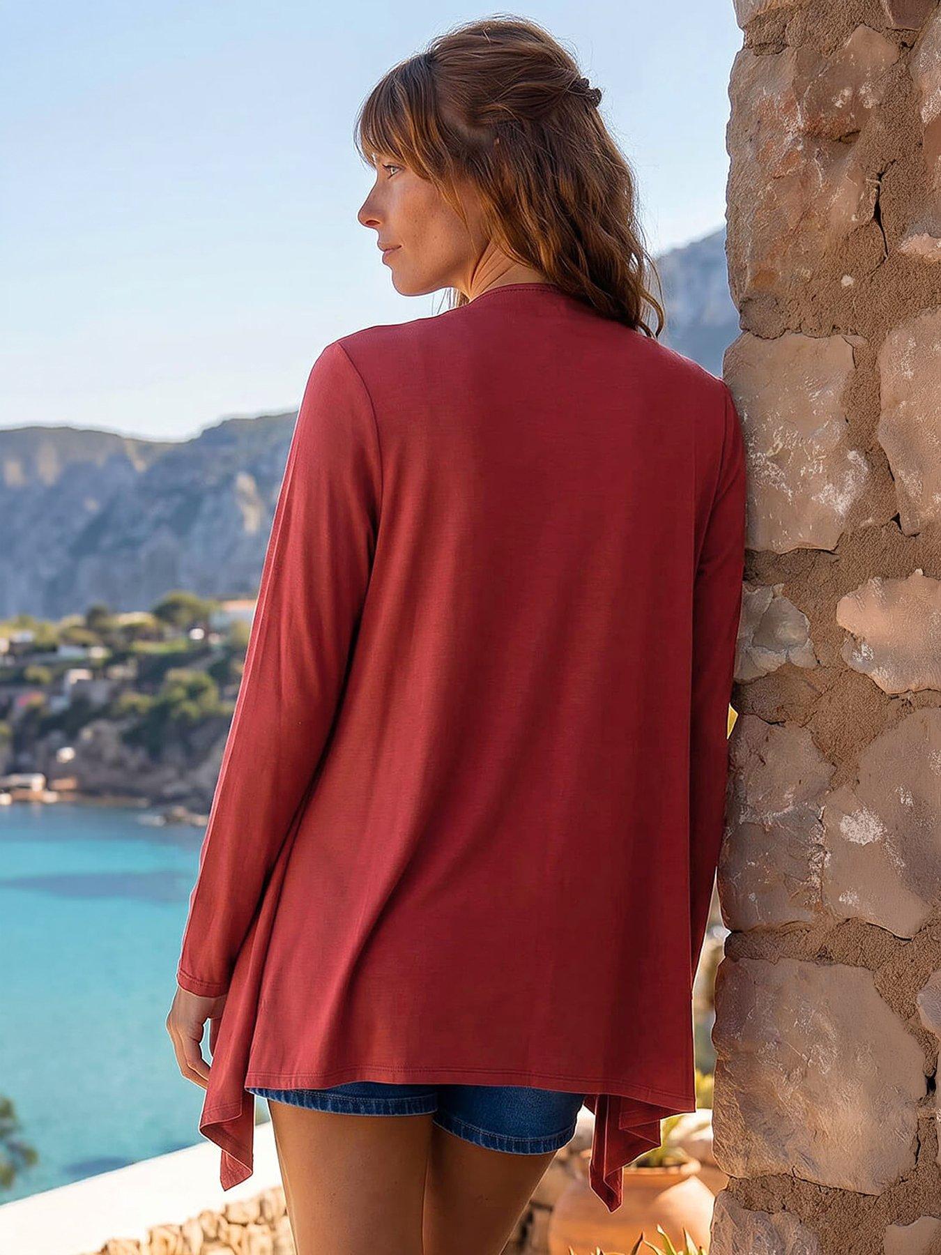 Image 4 of 4 of Roman Waterfall Front Jersey Knit Cardigan