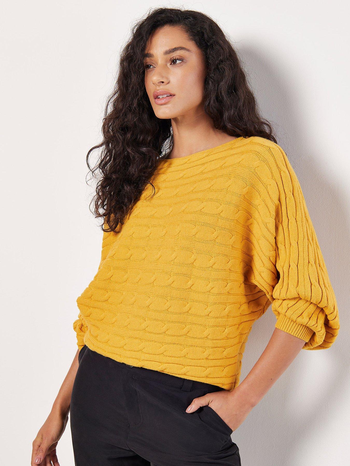 Apricot Apricot Aran Stripe Batwing Knit Jumper