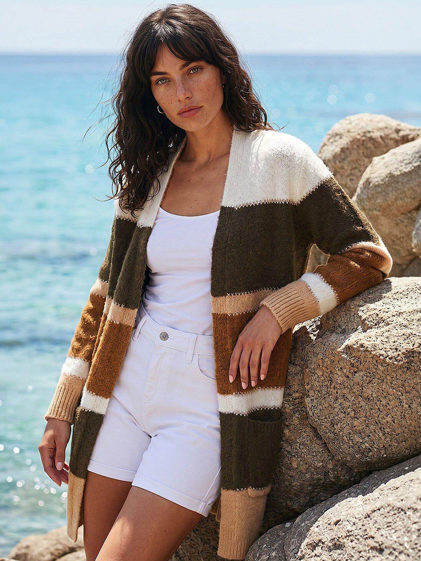 Roman Colour Block Longline Knit Cardigan