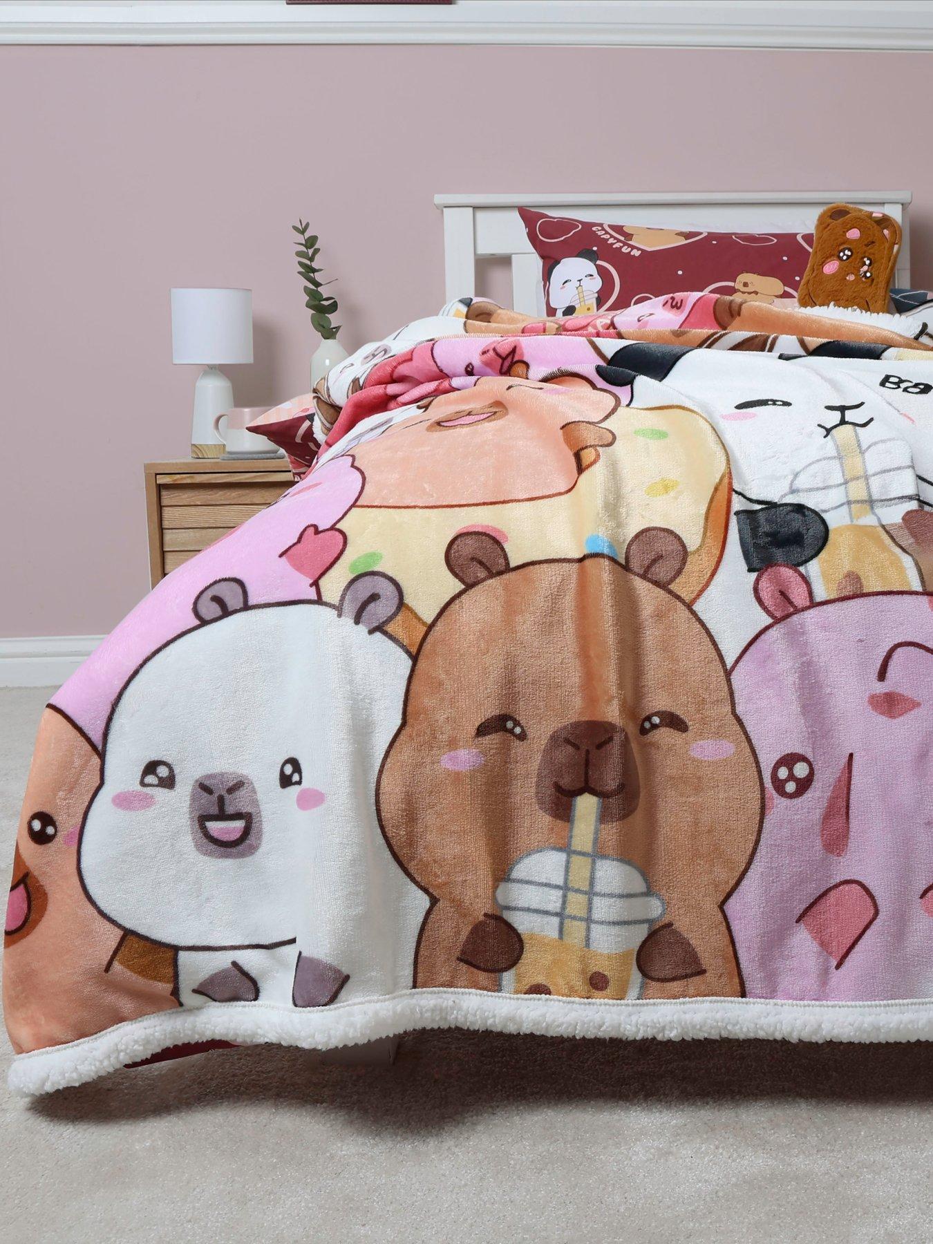 Kids Capyfun Plum Digi Sherpa Backed Blanket