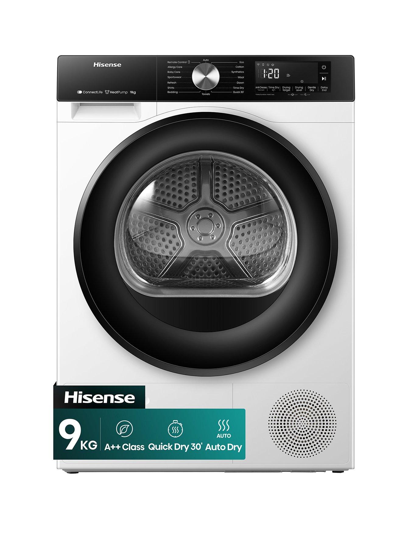 Hisense 3S Series DH3S902BWCC 9kg Heat Pump Tumble Dryer - White - A++ Rated