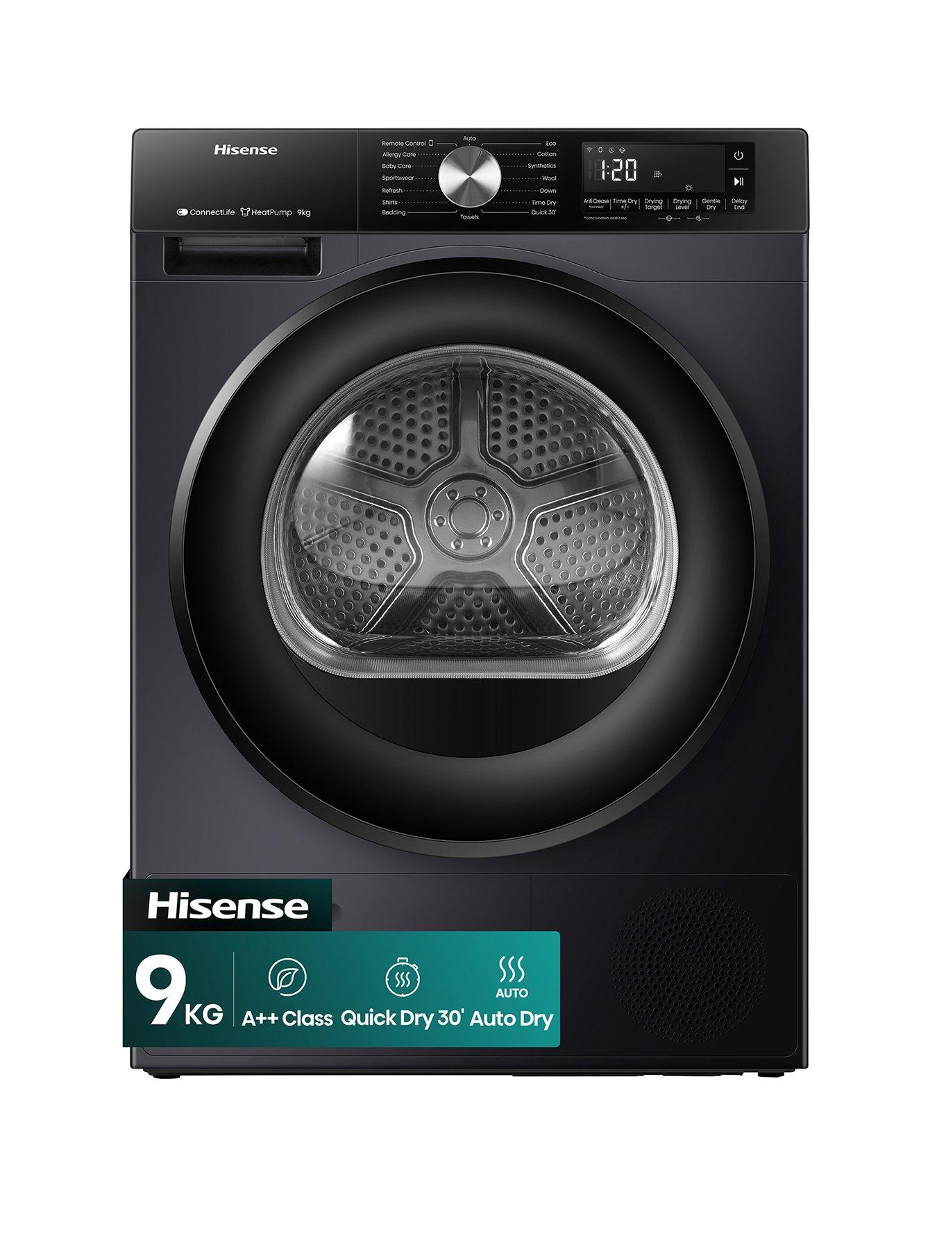 Hisense 3S Series DH3S902BBCC 9kg Heat Pump Tumble Dryer - Black - A++ Rated