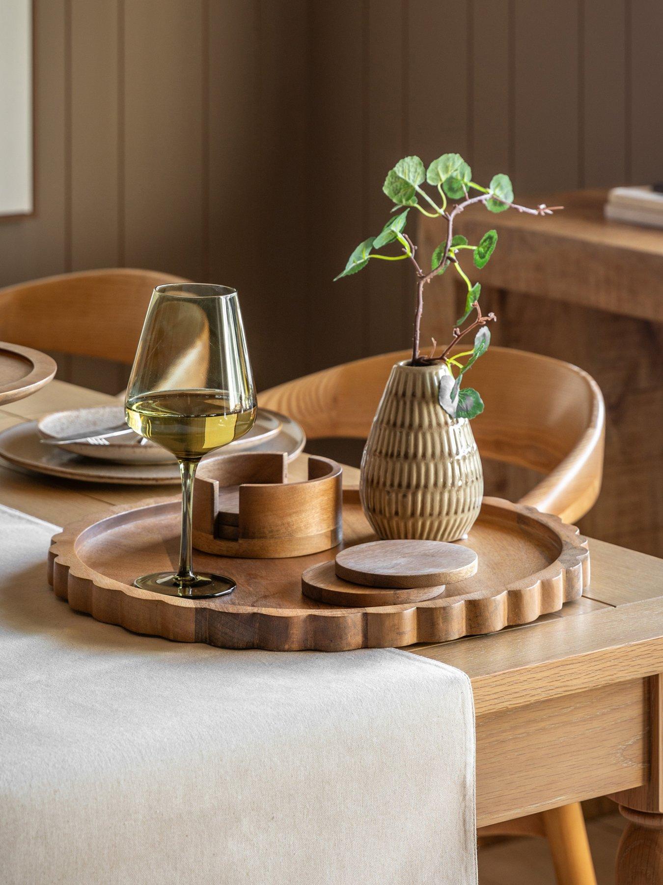 Gallery Direct Scallop Round Mango Wood Board 400x400x25mm