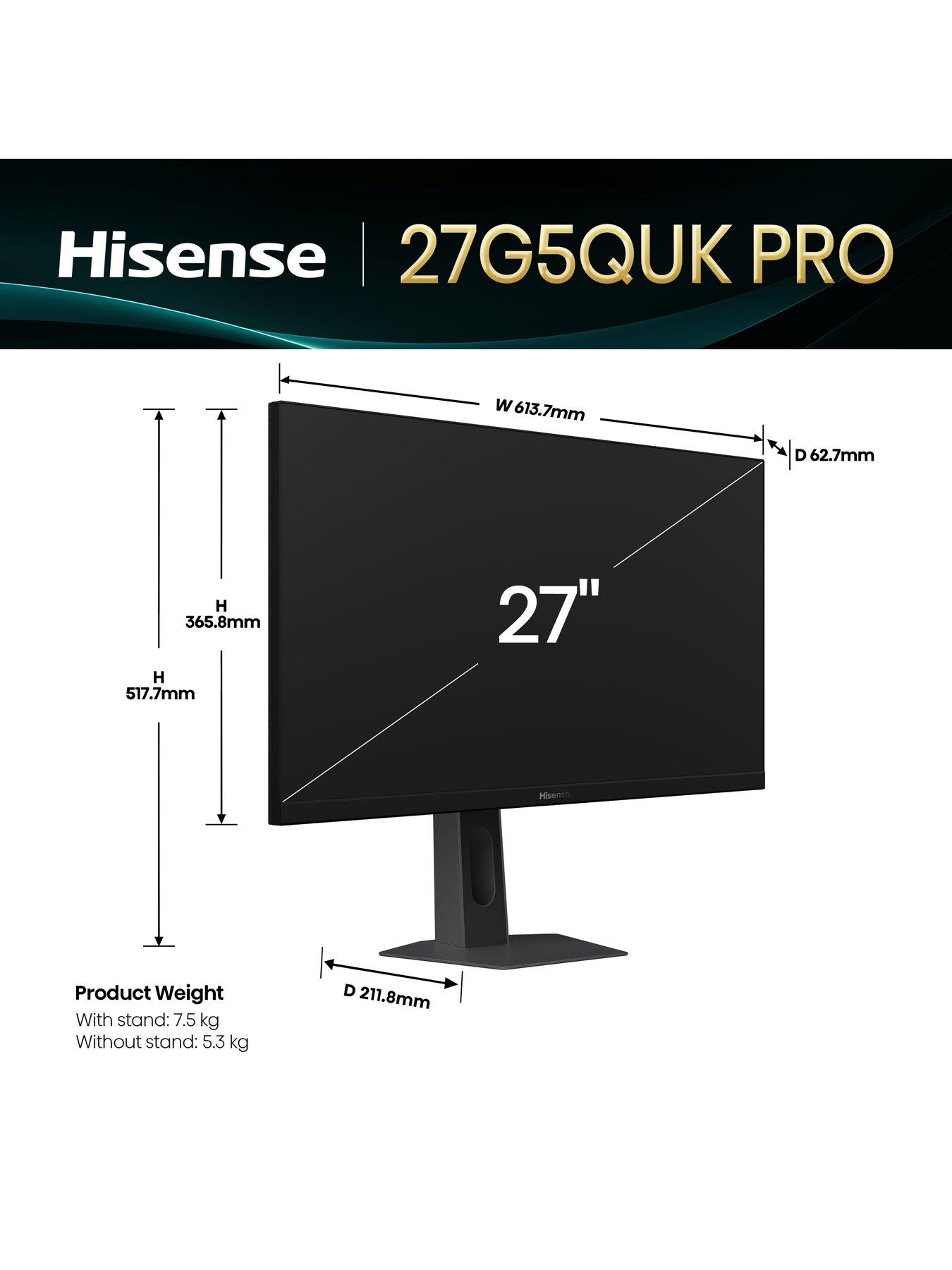 Image 2 of 8 of Hisense Hisense 27G5QUK PRO 27 Inch Gaming Monitor, 200Hz, QHD 2560x1440p, 1ms Response Time GTG, Fast IPS, FreeSync, Black