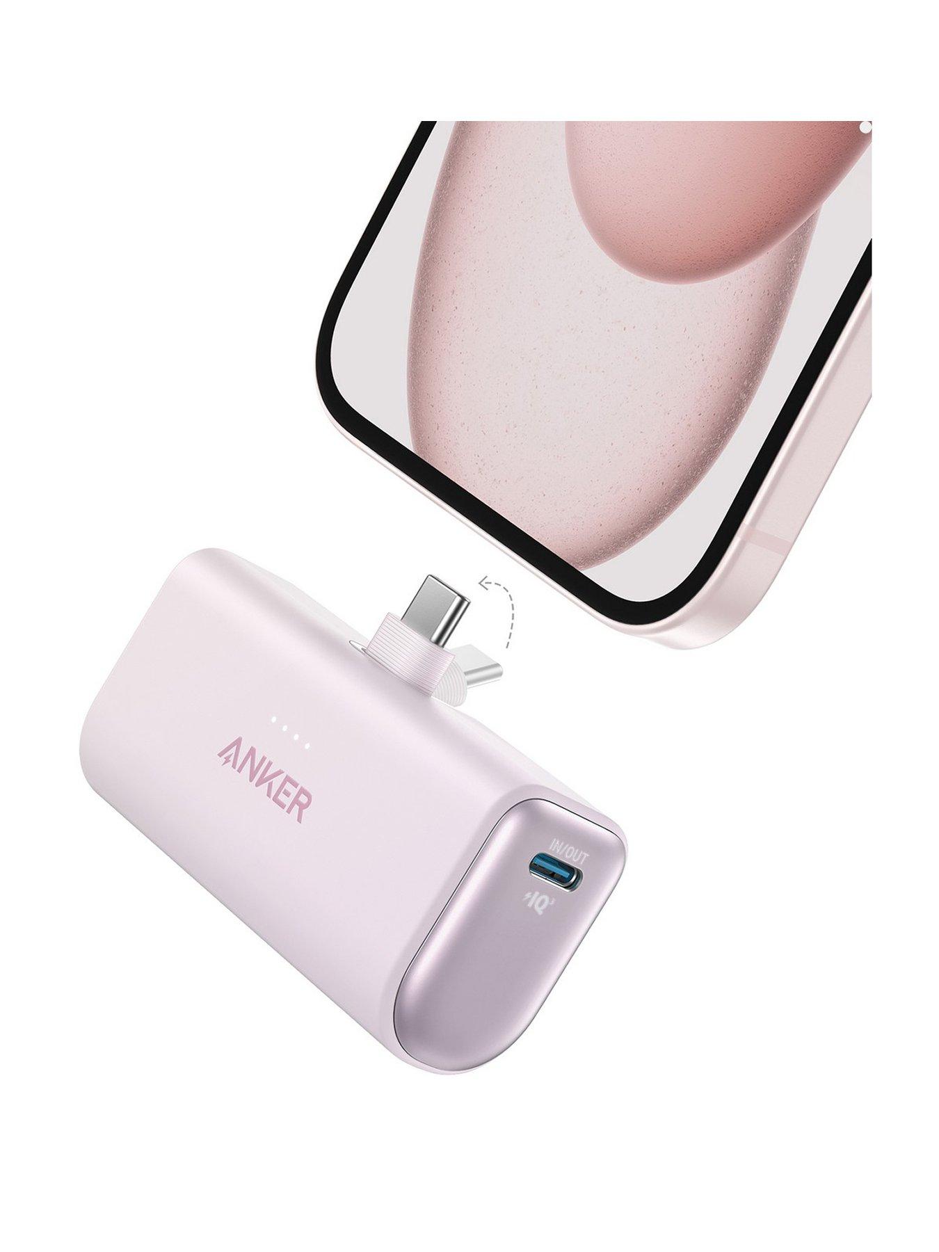 Anker Anker Nano Power Bank, 5,000mAh Mini Portable Charger 22.5W Output with Built-In USB-C Connector, Violet