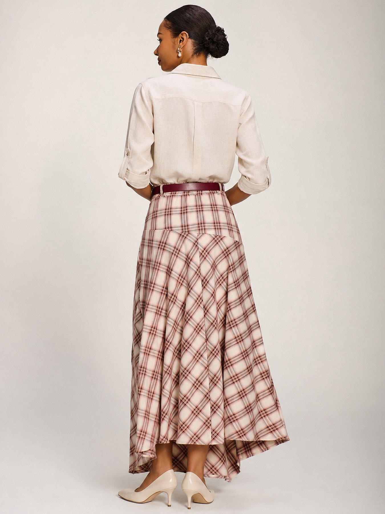 Image 2 of 7 of Jolie Moi Asymmetric Check Maxi Skirt