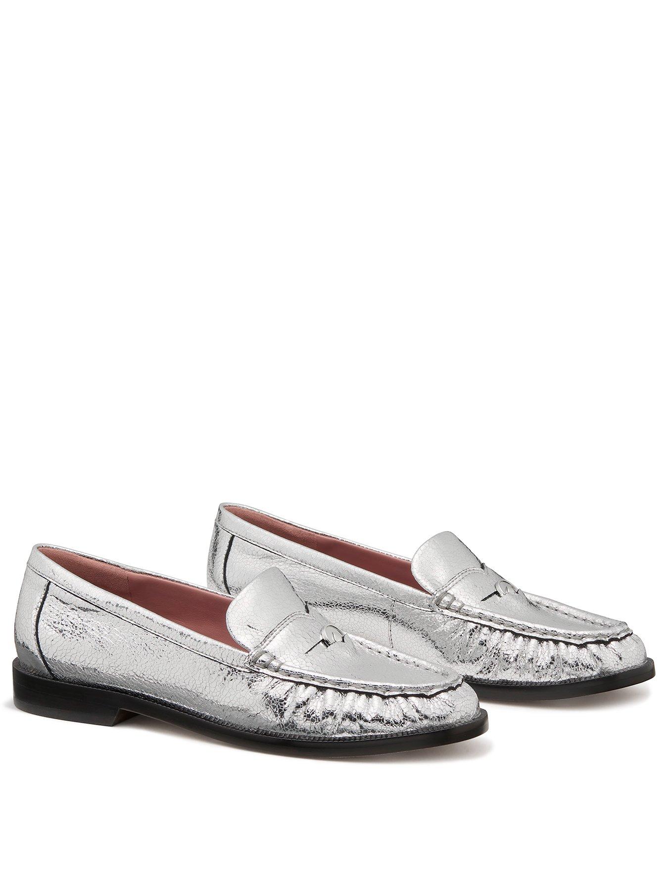 Image 2 of 6 of Kate Spade New York Penni Crackled Metallic Leather Loafer - Silver