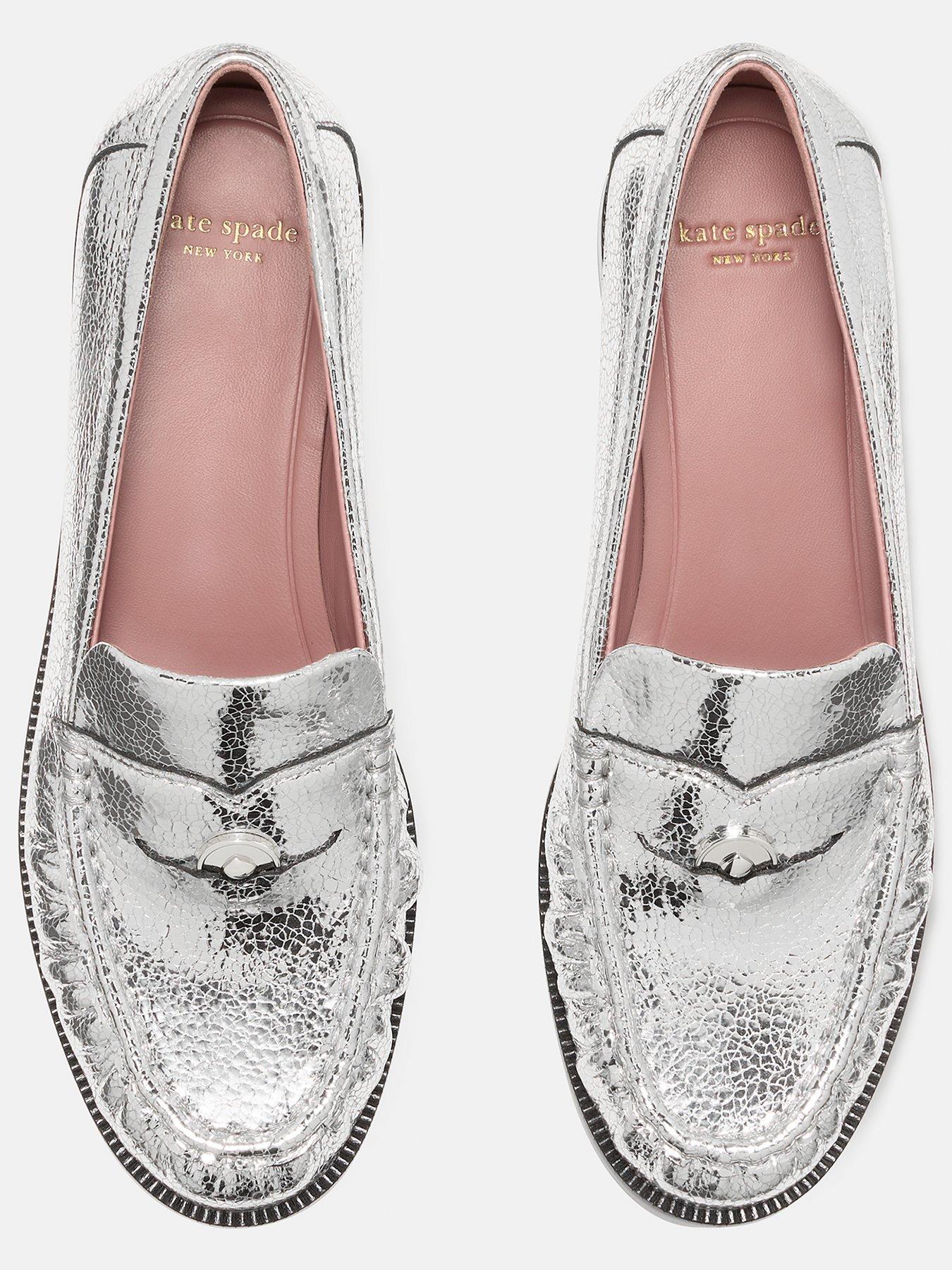 Image 4 of 6 of Kate Spade New York Penni Crackled Metallic Leather Loafer - Silver