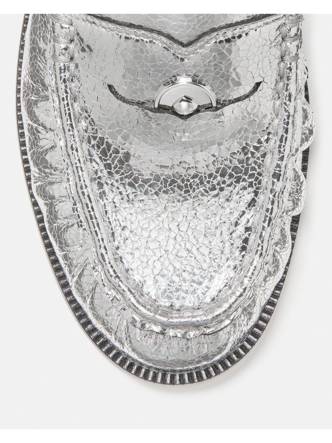 Image 6 of 6 of Kate Spade New York Penni Crackled Metallic Leather Loafer - Silver