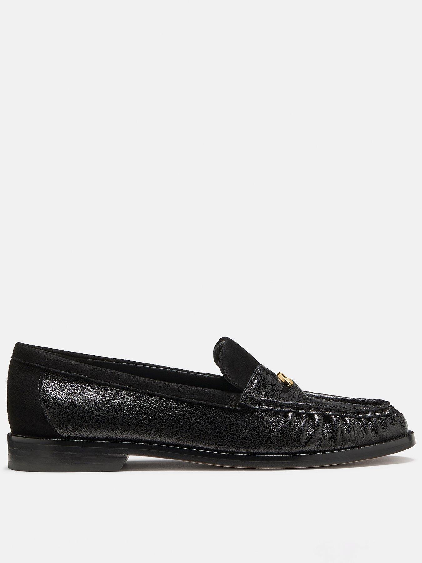 Image 1 of 6 of Kate Spade New York Penni Glazed Leather Loafer - Black