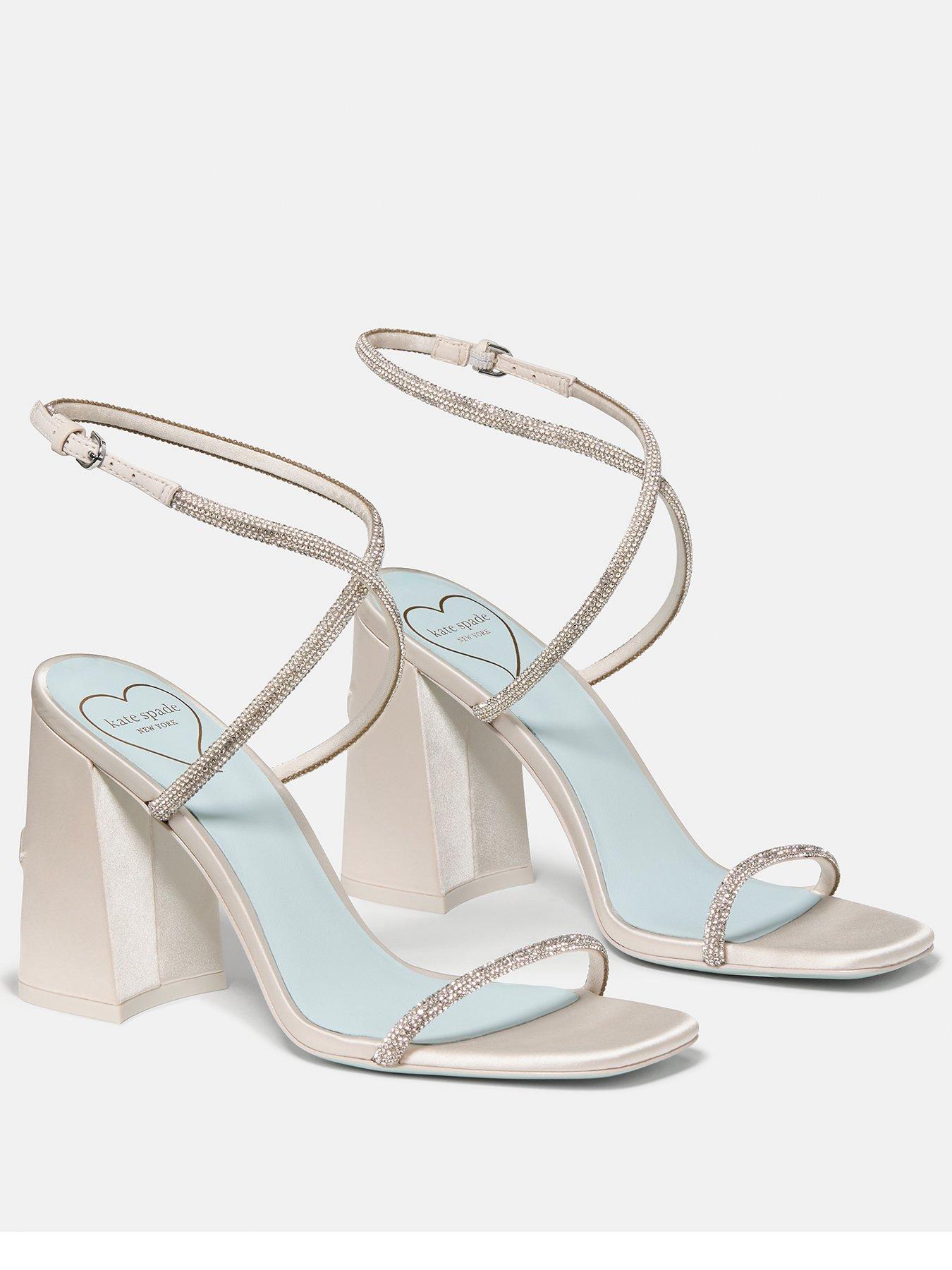Image 2 of 5 of Kate Spade New York Say I Do Satin Heeled Sandals - White