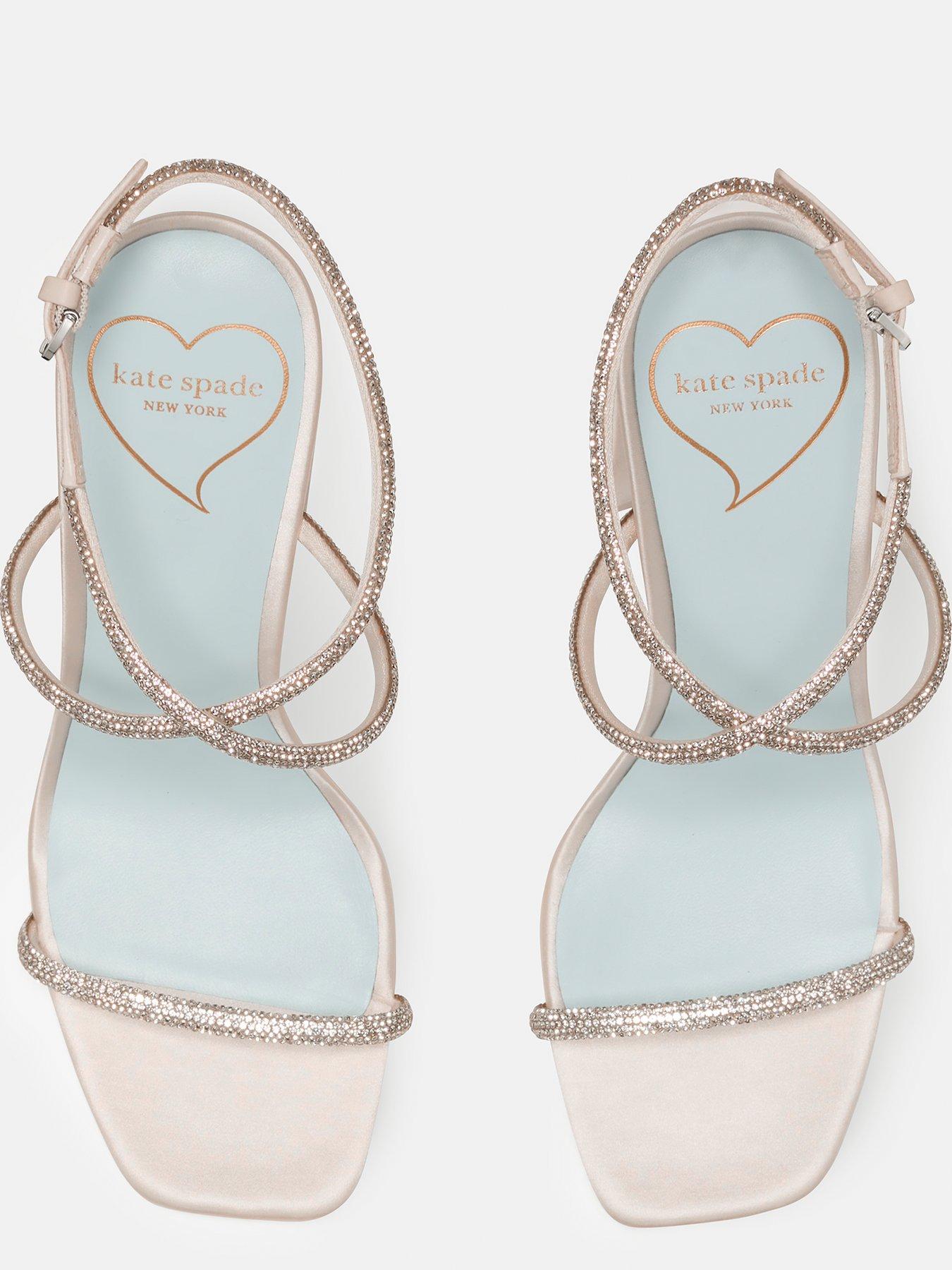 Image 4 of 5 of Kate Spade New York Say I Do Satin Heeled Sandals - White