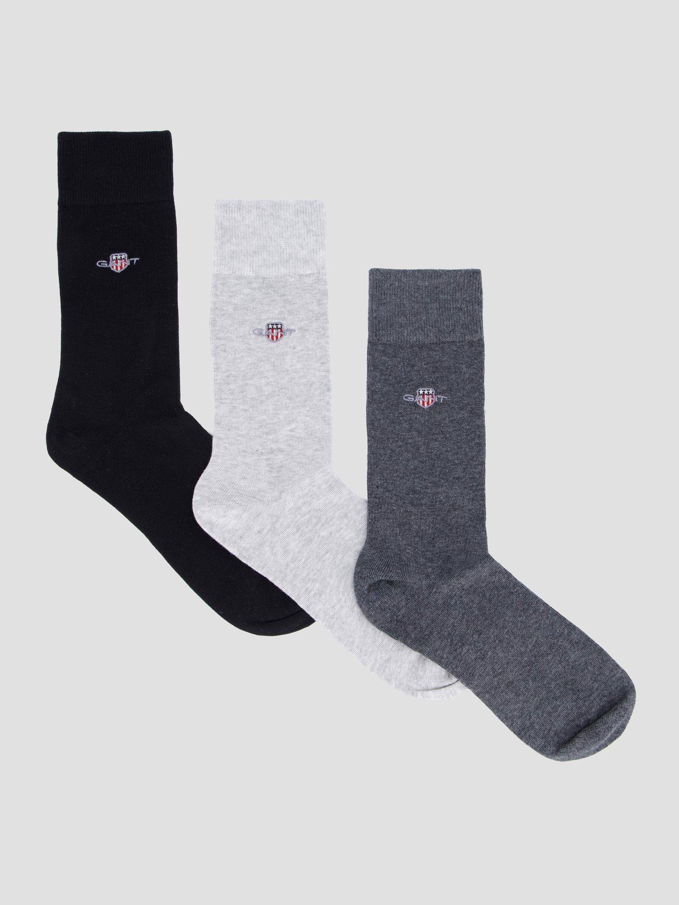 Image 1 of 3 of GANT Mens 3 Pack Cotton-Rich Stretch Crew Socks - Assorted