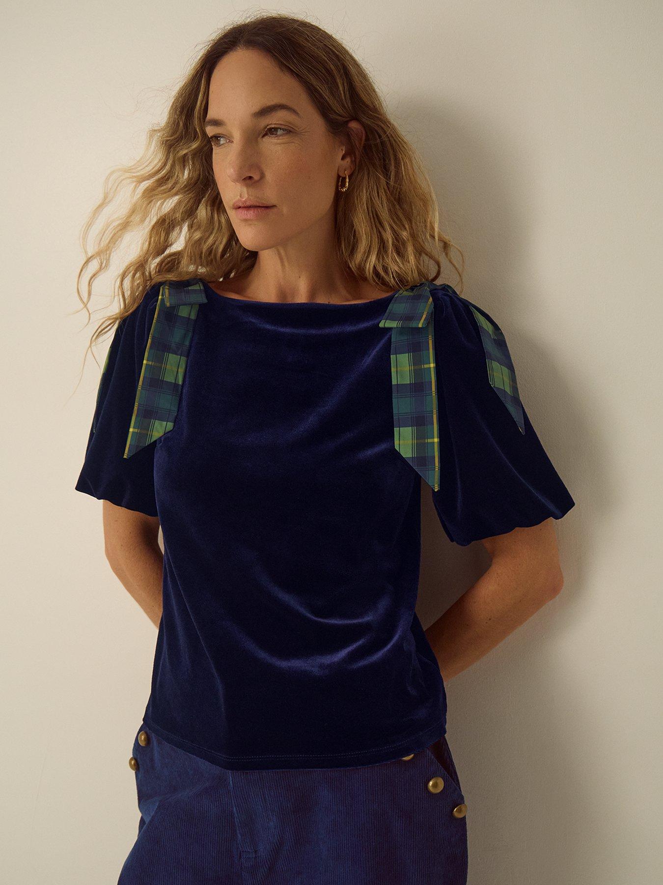 Image 1 of 4 of Monsoon Vittoria Velvet Bow Top