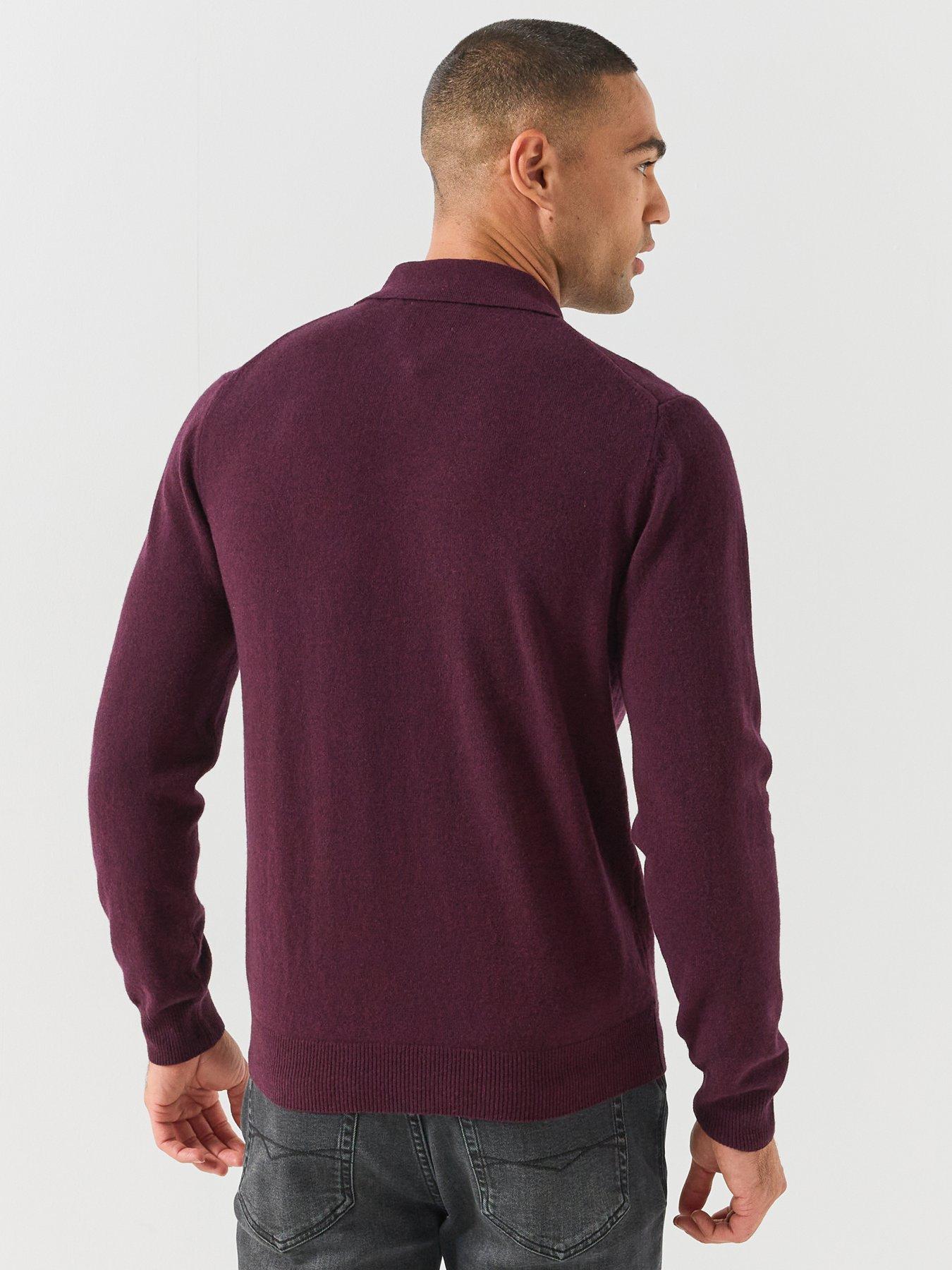 Image 2 of 5 of GANT Gant Superfine Lambswool Knitted Polo - Purple