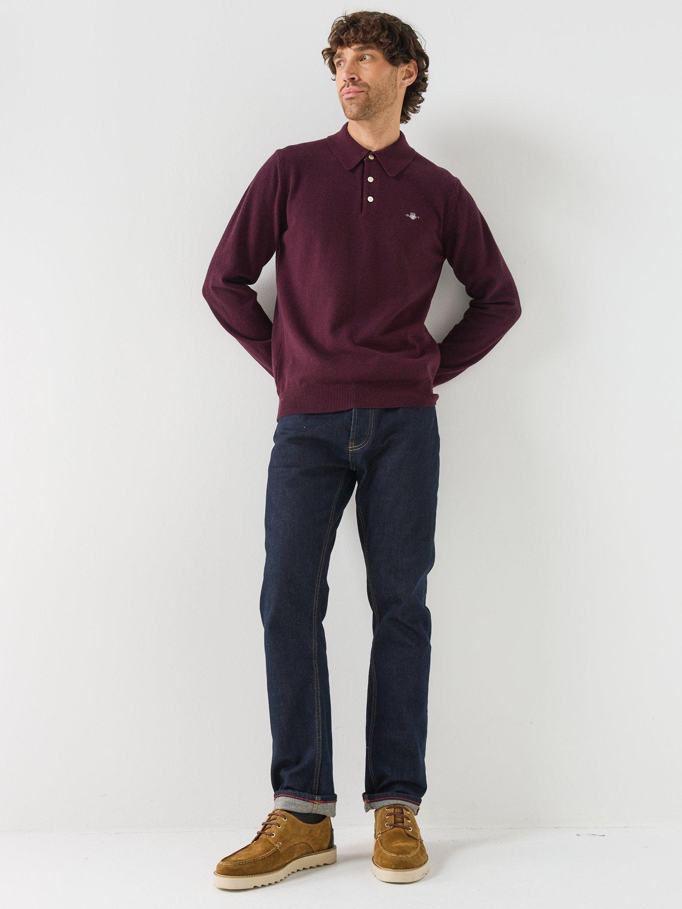 Image 3 of 5 of GANT Mens Superfine Lambswool Knitted Polo - Brown