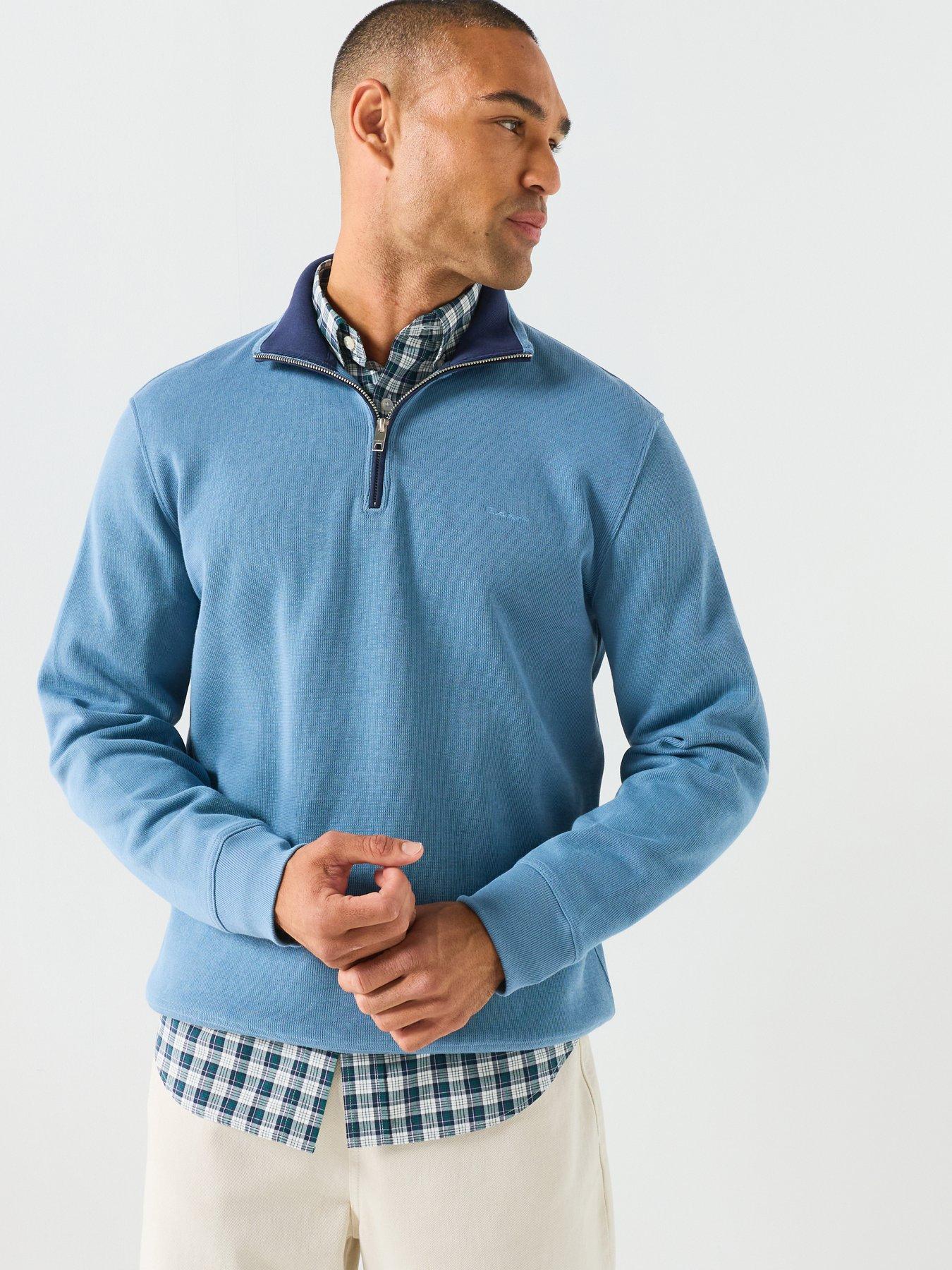 GANT Sacker Rib Half Zip Sweatshirt - Blue