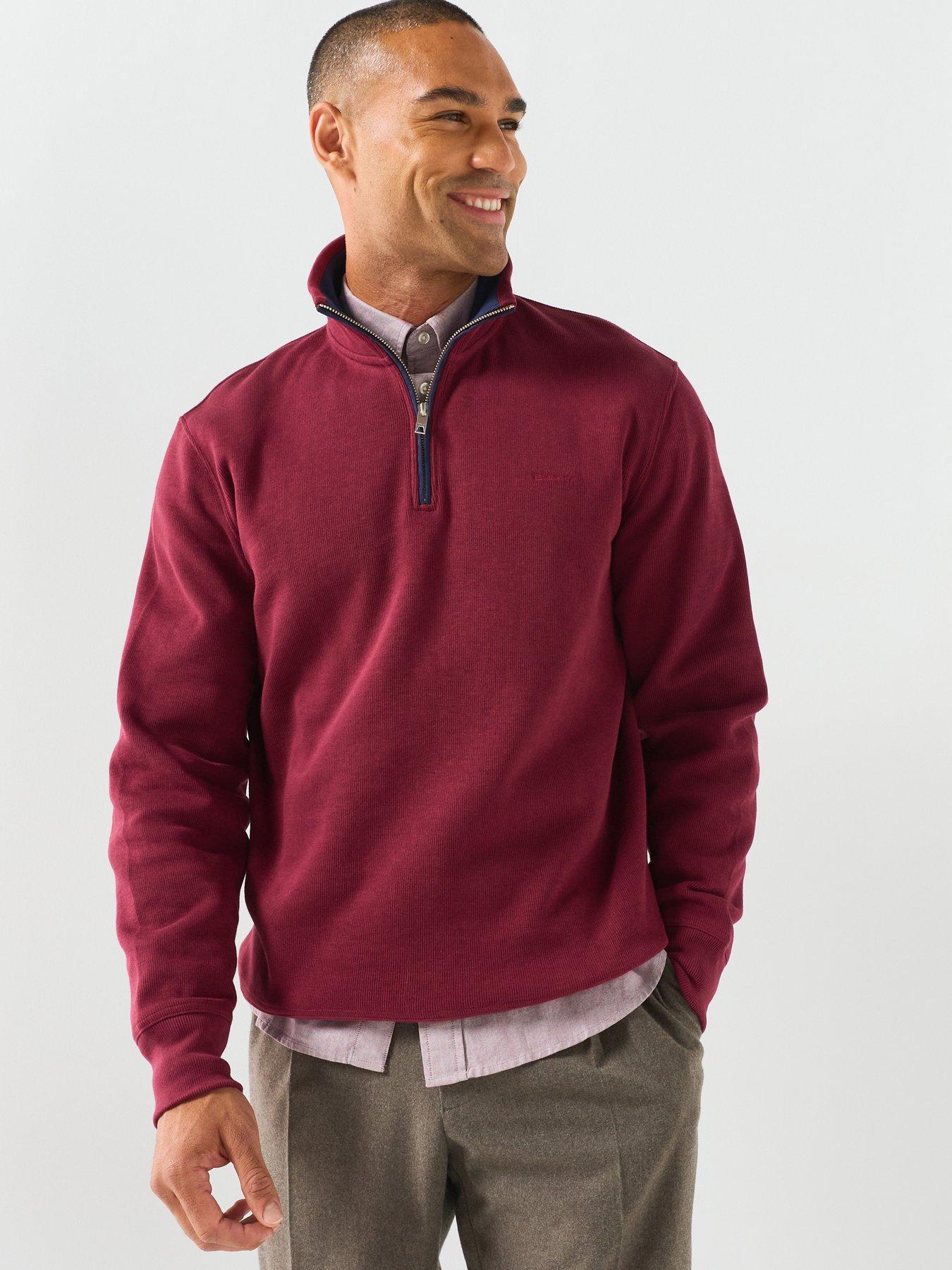GANT Sacker Rib Half Zip Sweatshirt - Purple
