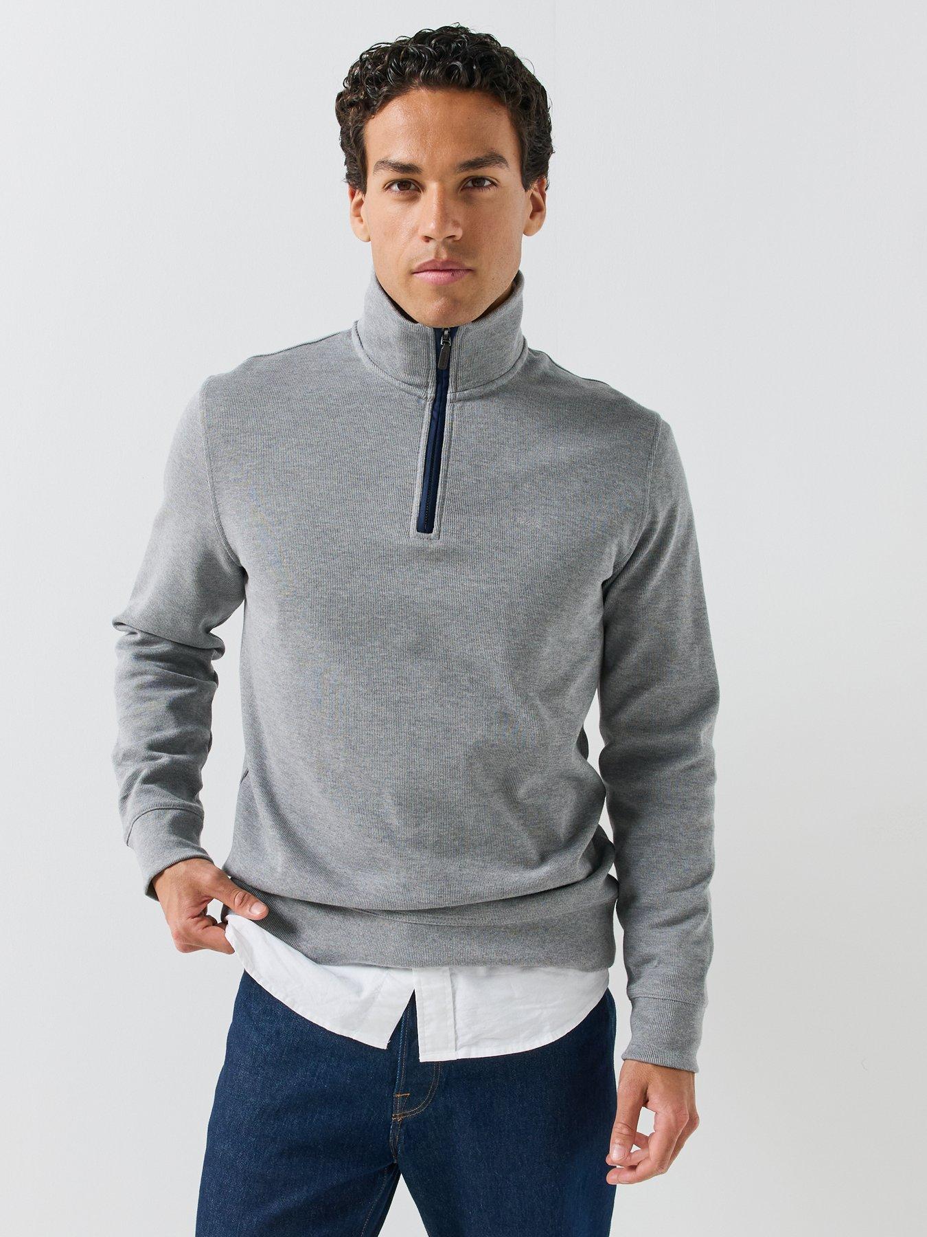 Image 6 of 6 of GANT Mens Sacker Half-Zip Regular Fit Sweatshirt - Grey