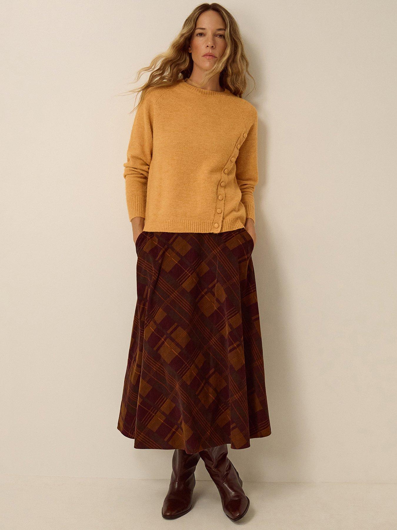 Image 3 of 4 of Monsoon Womens Asymmetric Button Raglan Jumper - Brown