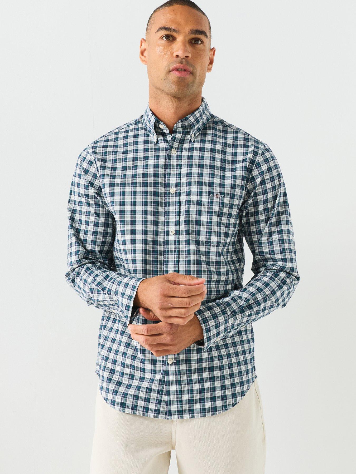 GANT Regular Fit Long Sleeve Poplin Check Shirt - Green