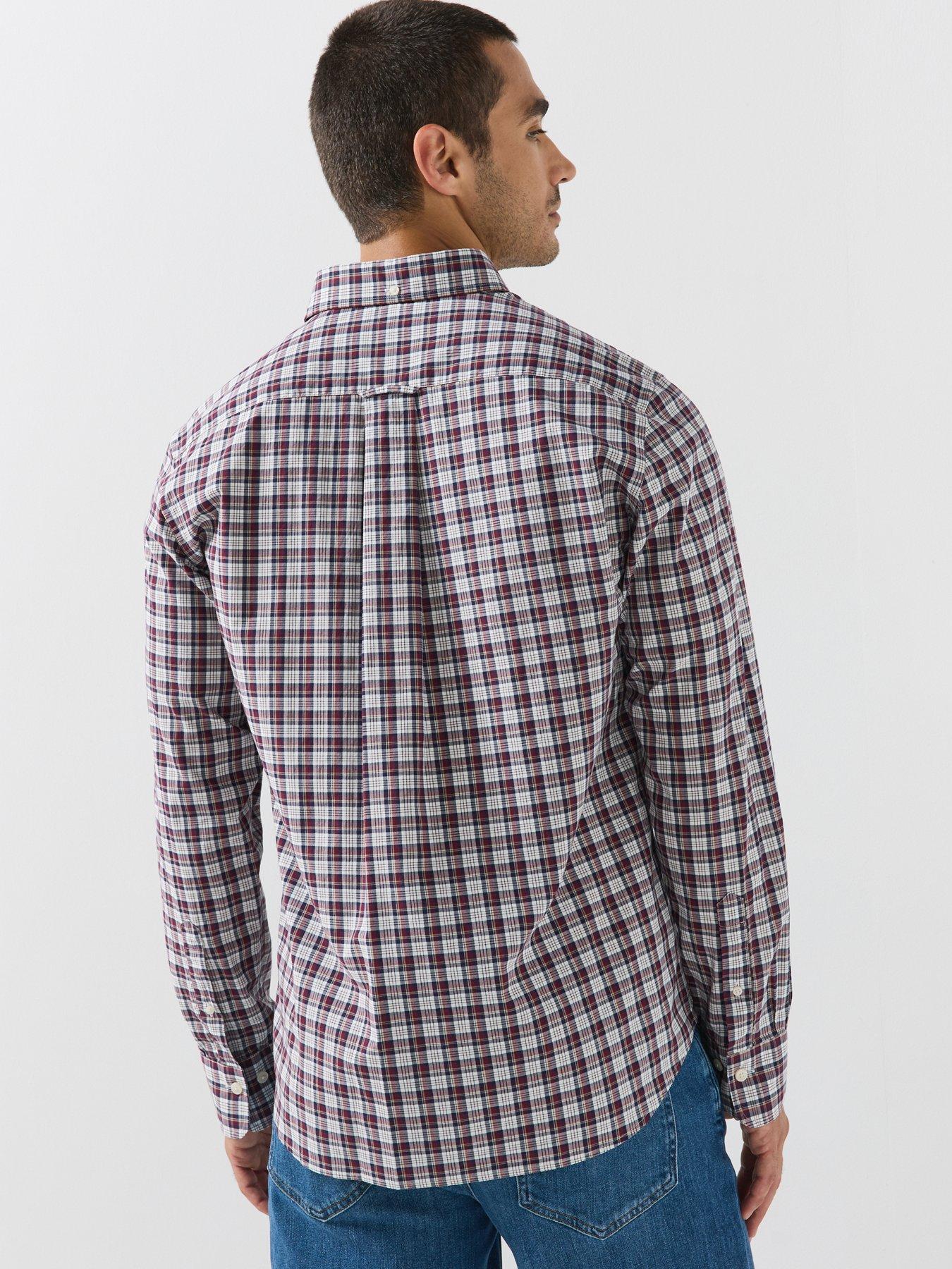 Image 2 of 5 of GANT Mens Regular Fit Poplin Check Long Sleeve Shirt - Purple