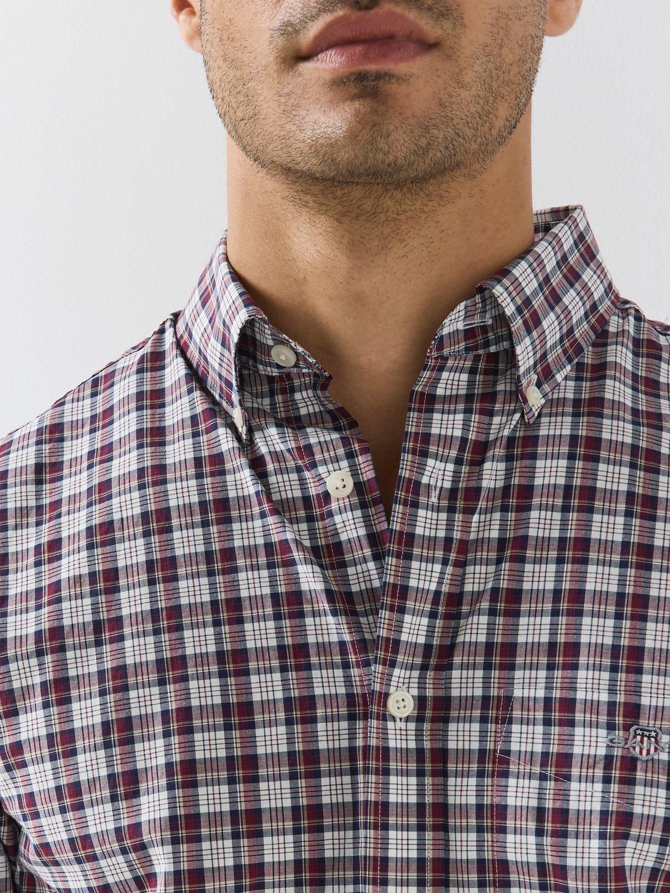 Image 4 of 5 of GANT Mens Regular Fit Poplin Check Long Sleeve Shirt - Purple