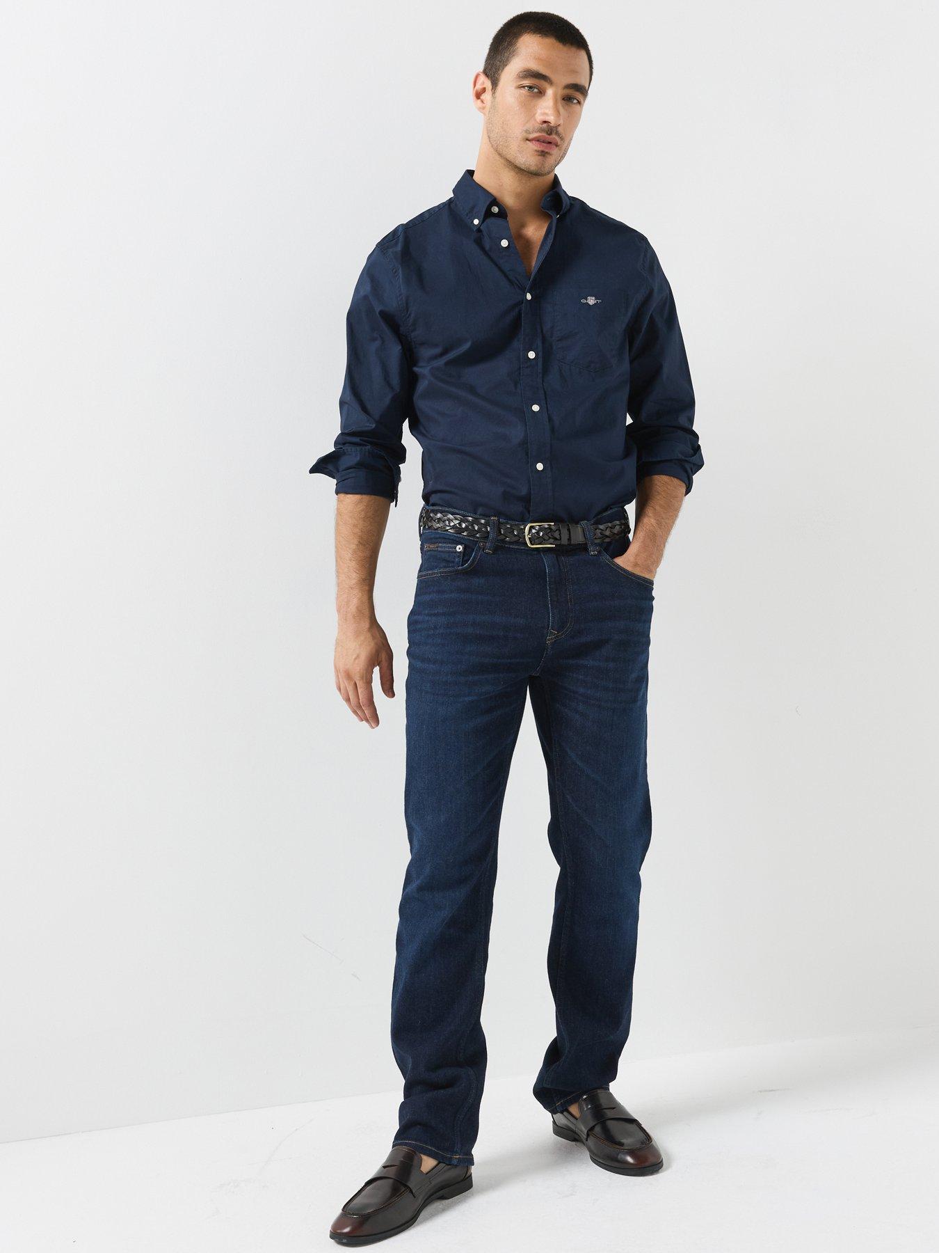 Image 3 of 6 of GANT Mens Regular Fit Poplin Long Sleeve Shirt - Navy