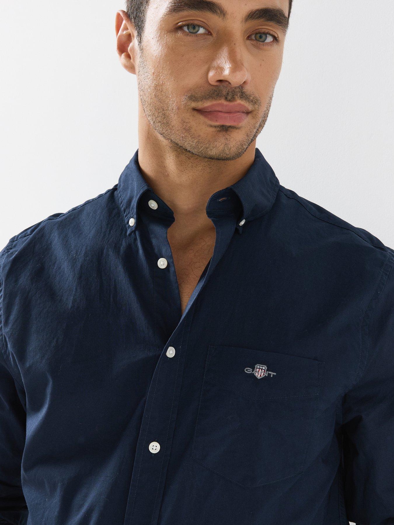 Image 4 of 6 of GANT Mens Regular Fit Poplin Long Sleeve Shirt - Navy