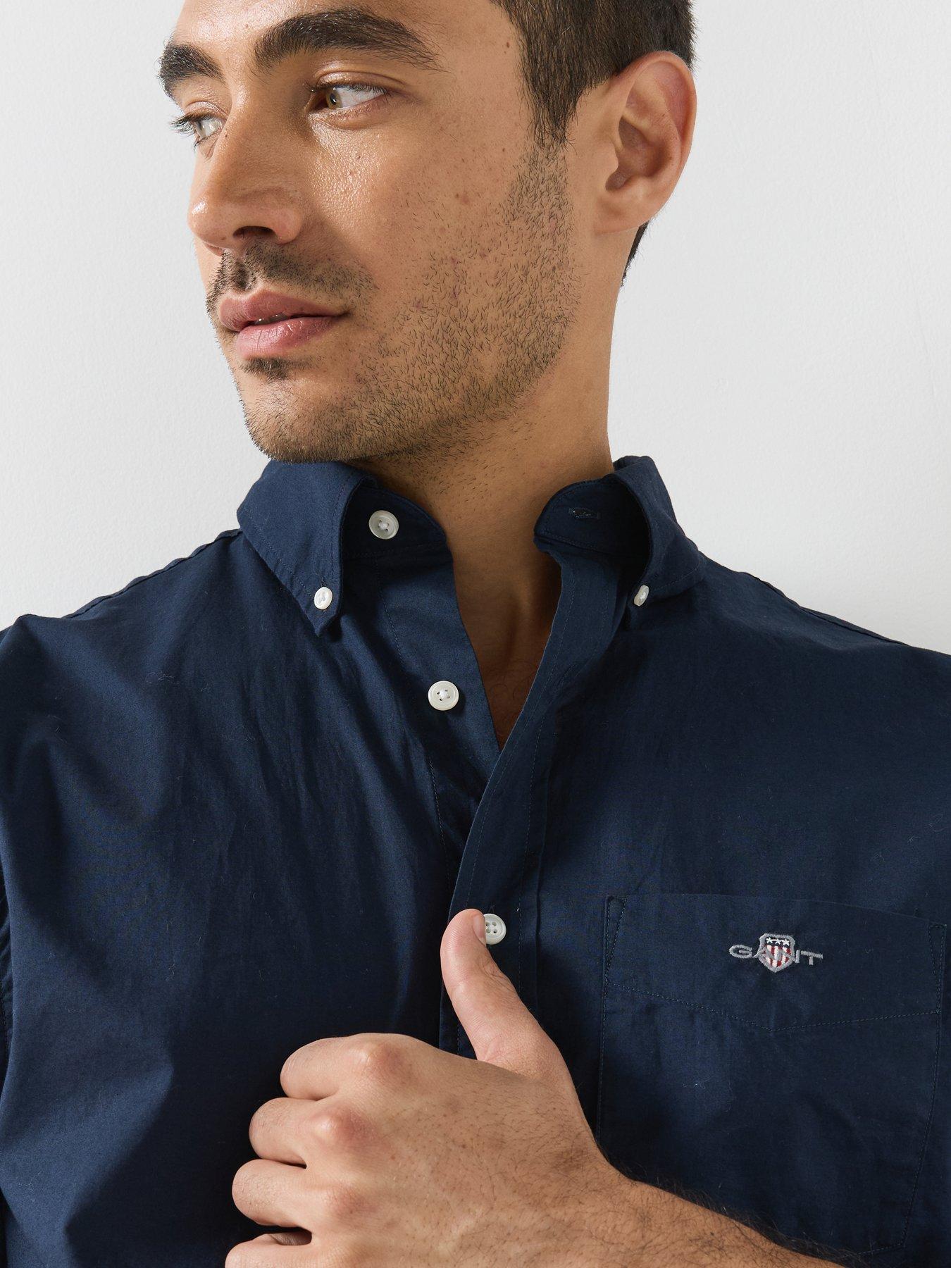 Image 5 of 6 of GANT Mens Regular Fit Poplin Long Sleeve Shirt - Navy