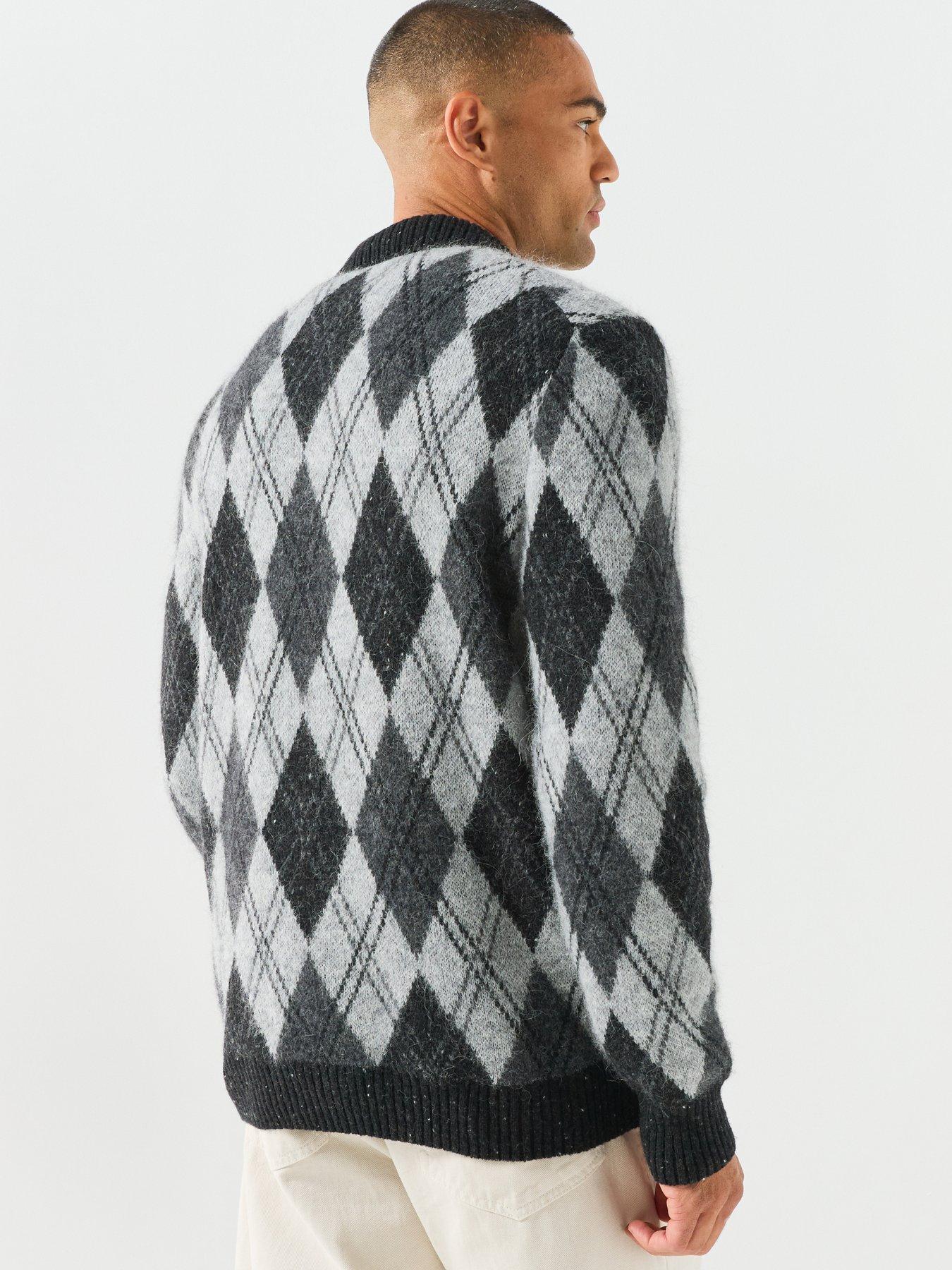 Image 2 of 6 of GANT Mens Alpaca Blend Argyle Polo Cardigan - Black