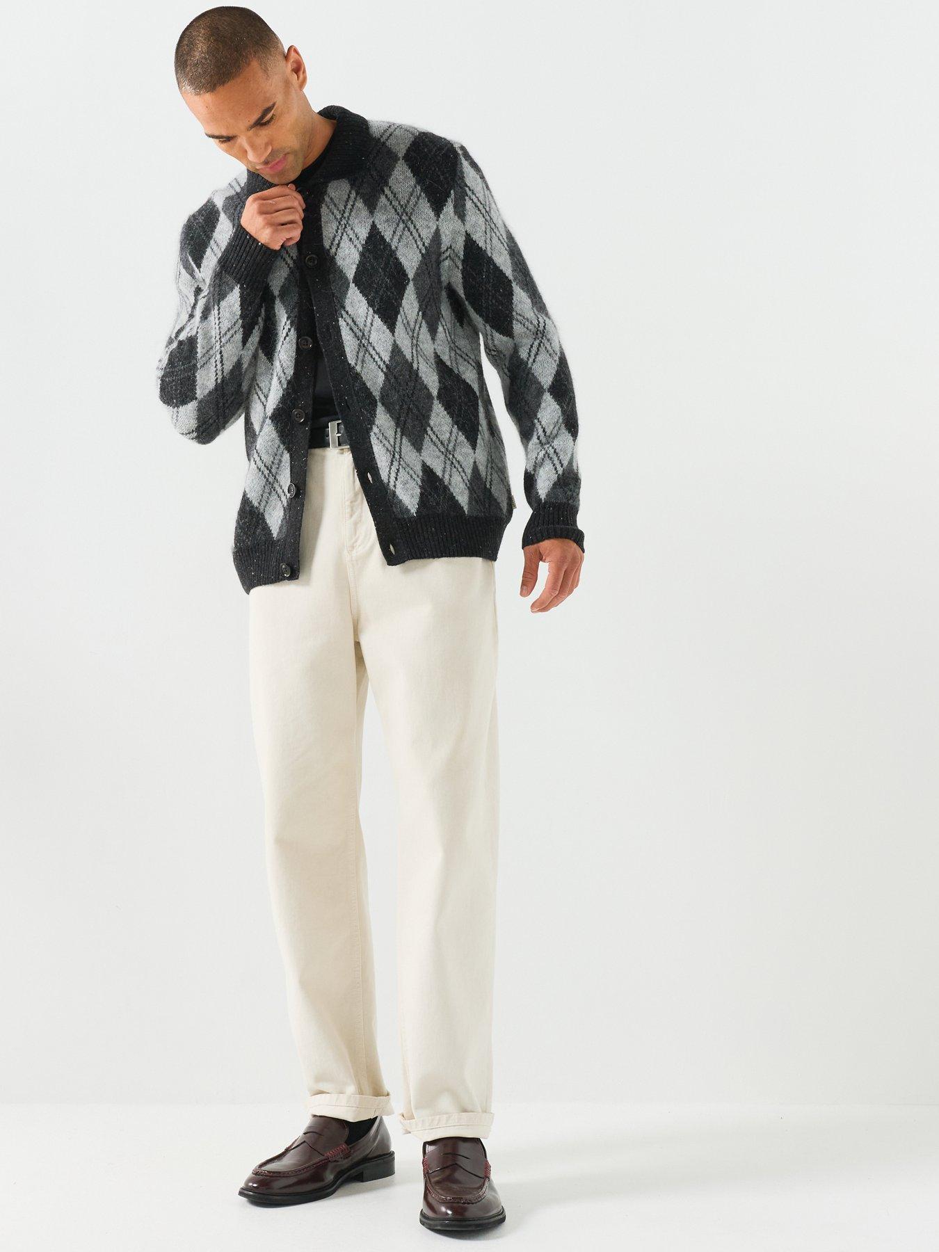 Image 3 of 6 of GANT Mens Alpaca Blend Argyle Polo Cardigan - Black